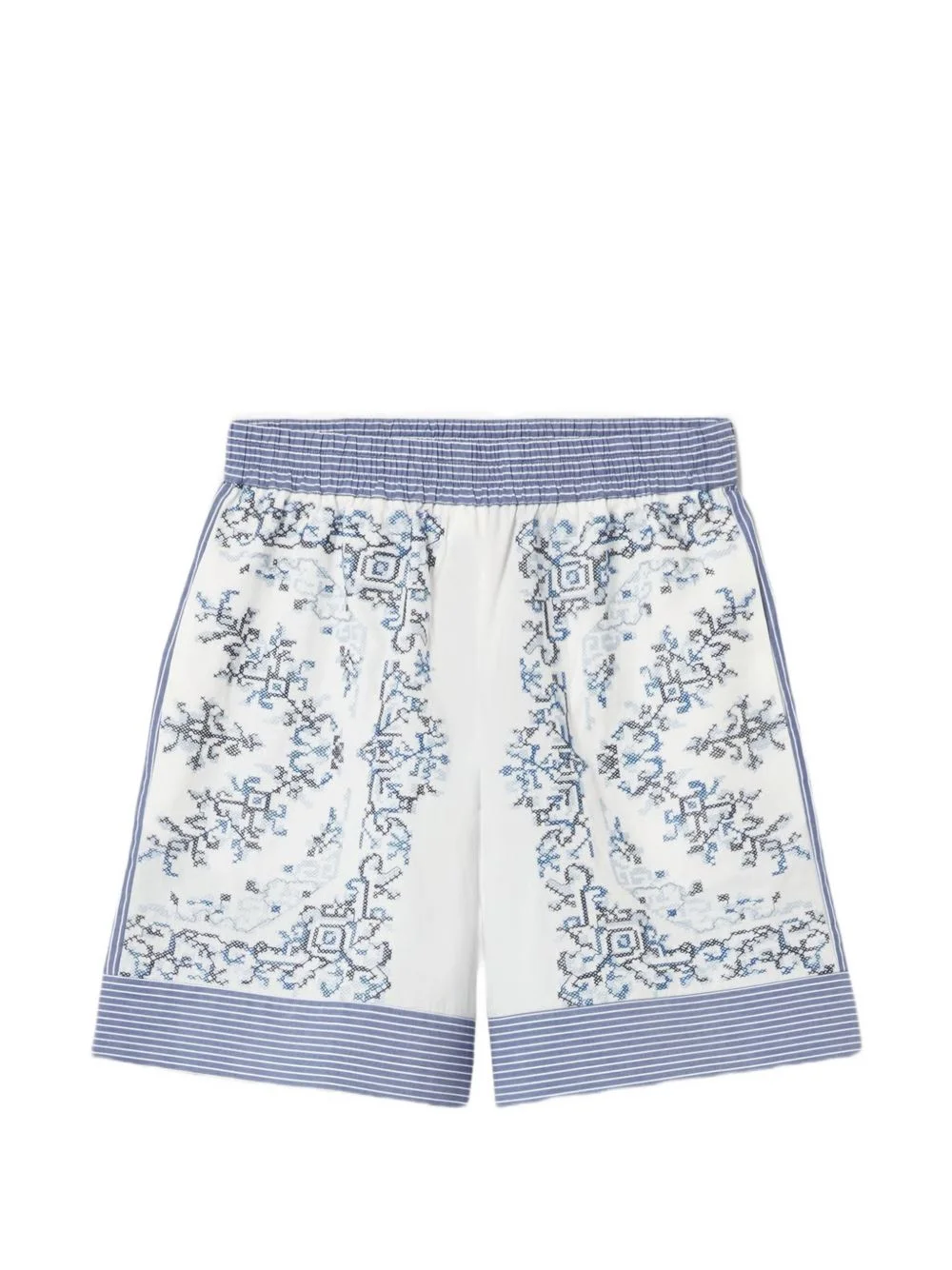 striped-waistband patterned shorts - 1