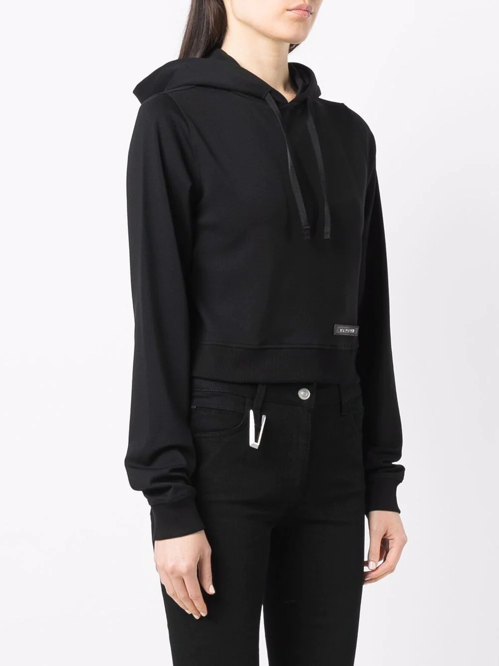 logo patch cropped hoodie - 3