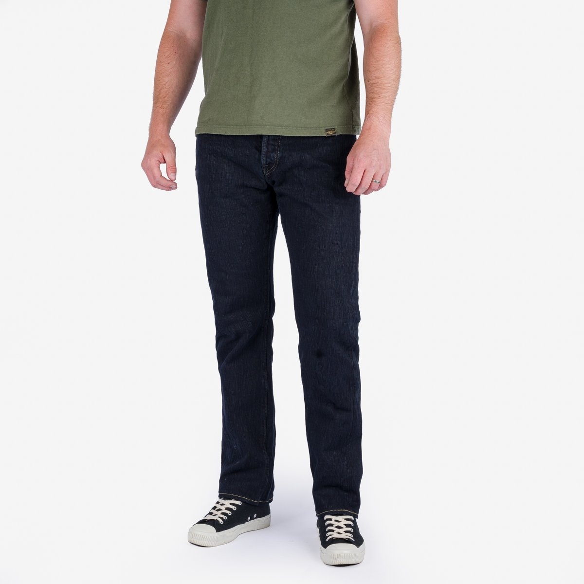 IH-888S-SLBod 16oz Slubby Selvedge Denim Relaxed Tapered Cut Jeans - Indigo Overdyed Black - 2