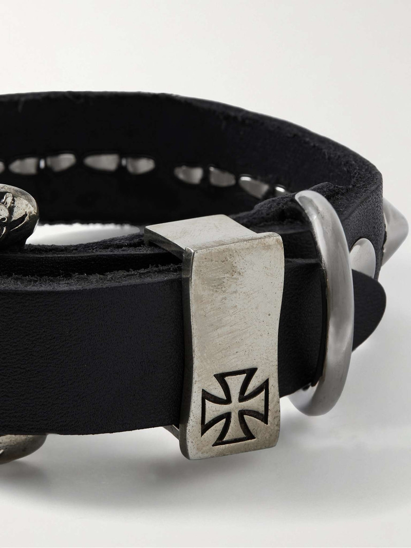Enfants Riches Déprimés Studded Silver-Tone Leather Bracelet