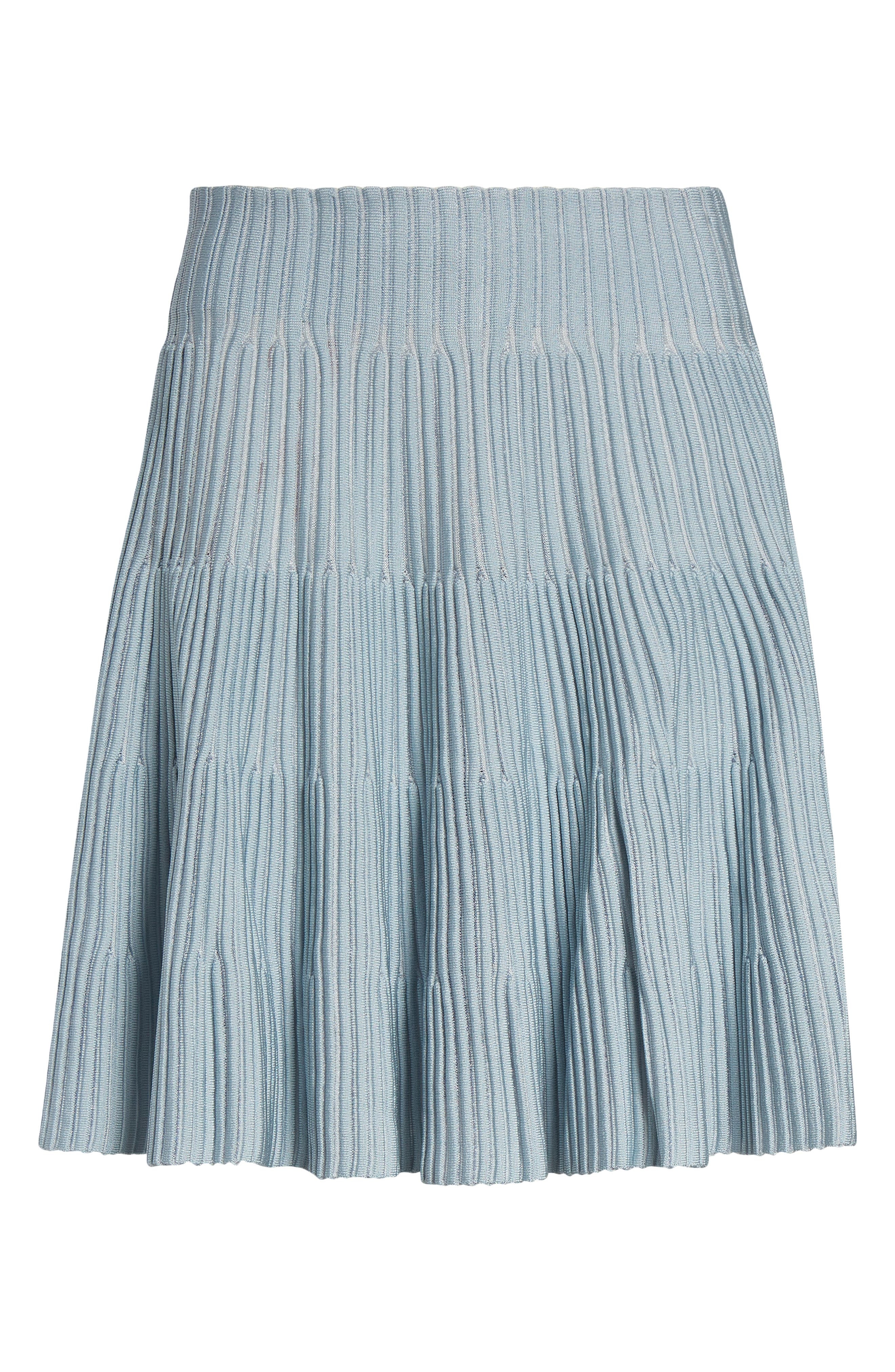 Balmain Textured Knit Flared Skirt in Blue/White at Nordstrom - 6