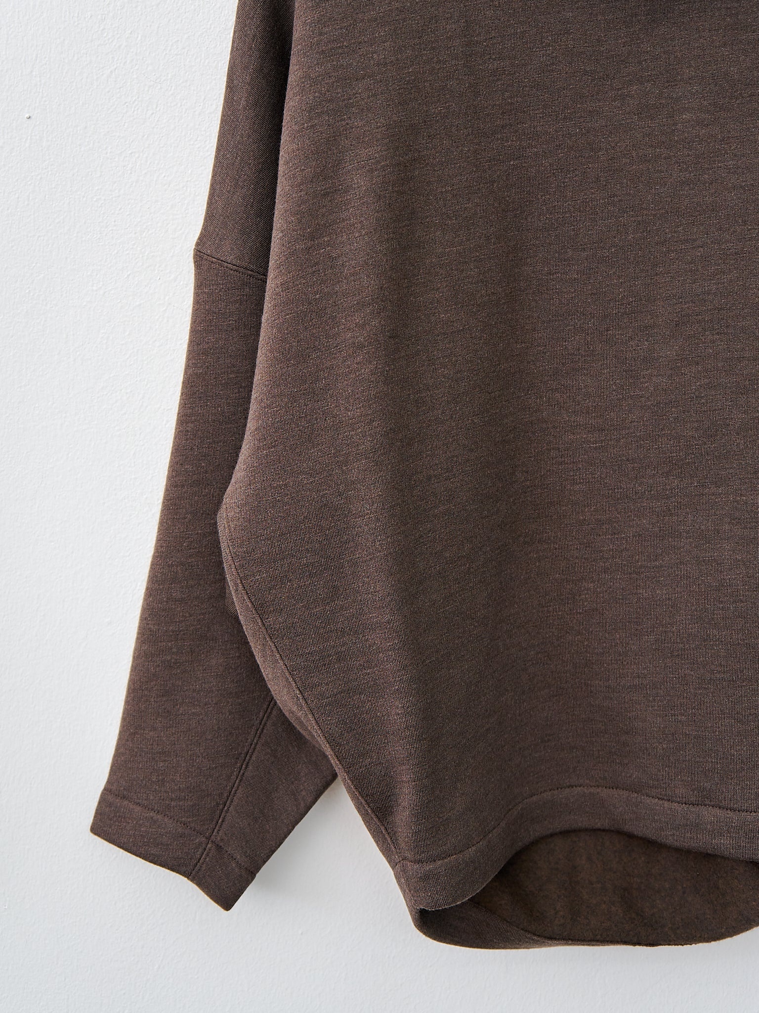 High Neck Sweatshirt - Dark Brown Melange - 5