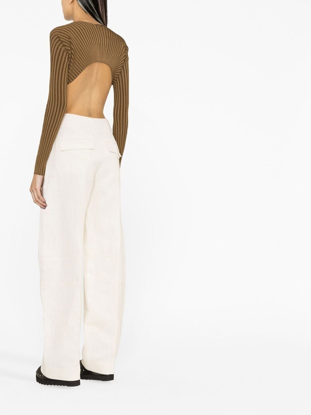 high-waist wide-leg trousers - 4