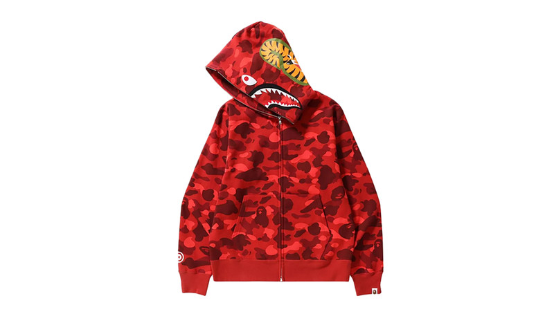A BATHING APE® Color Camo Shark Full Zip Hoodie "RED" outlook