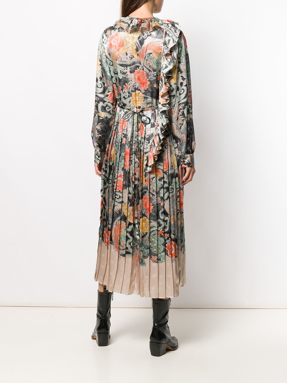 oriental print satin dress - 3