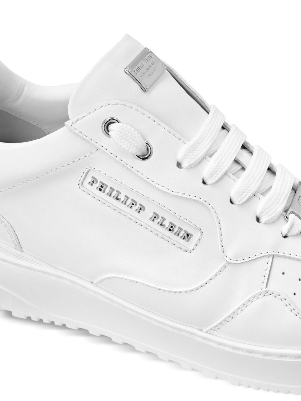 logo-lettering leather trainers - 4