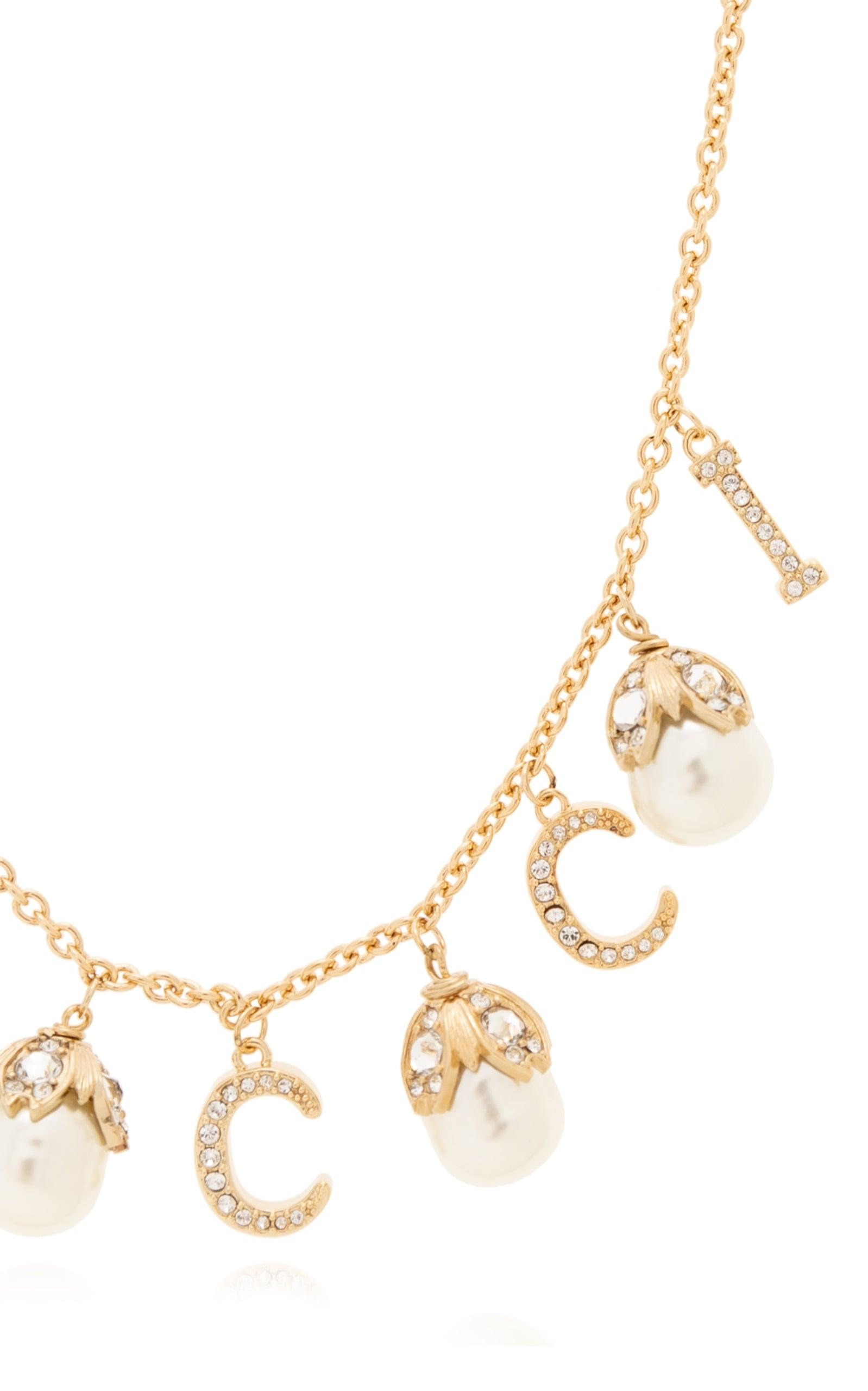 Logo Pearl Embellished Necklace - 3