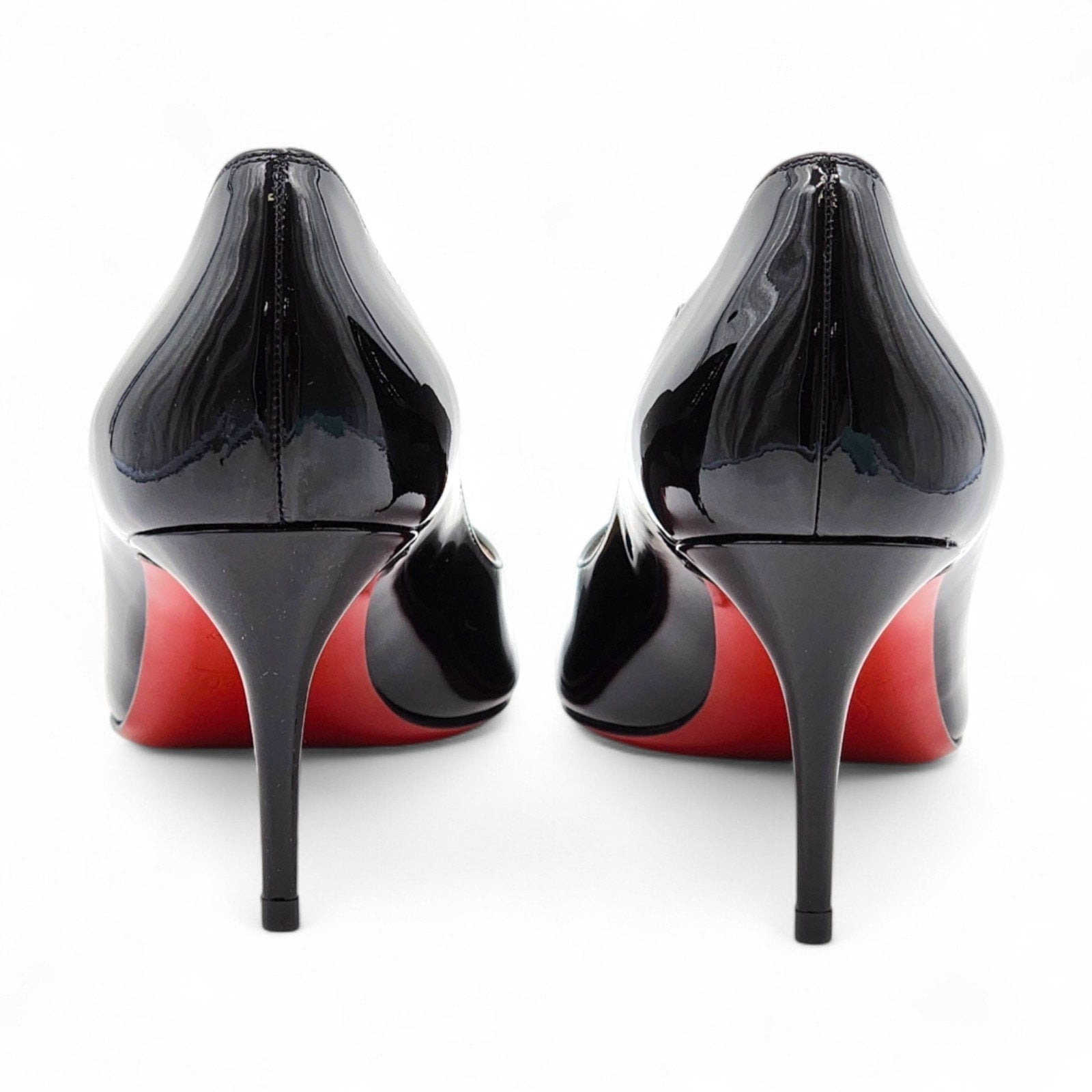 Christian Louboutin Hot Chick Patent Leather Kitten Heel Pumps Black - 5