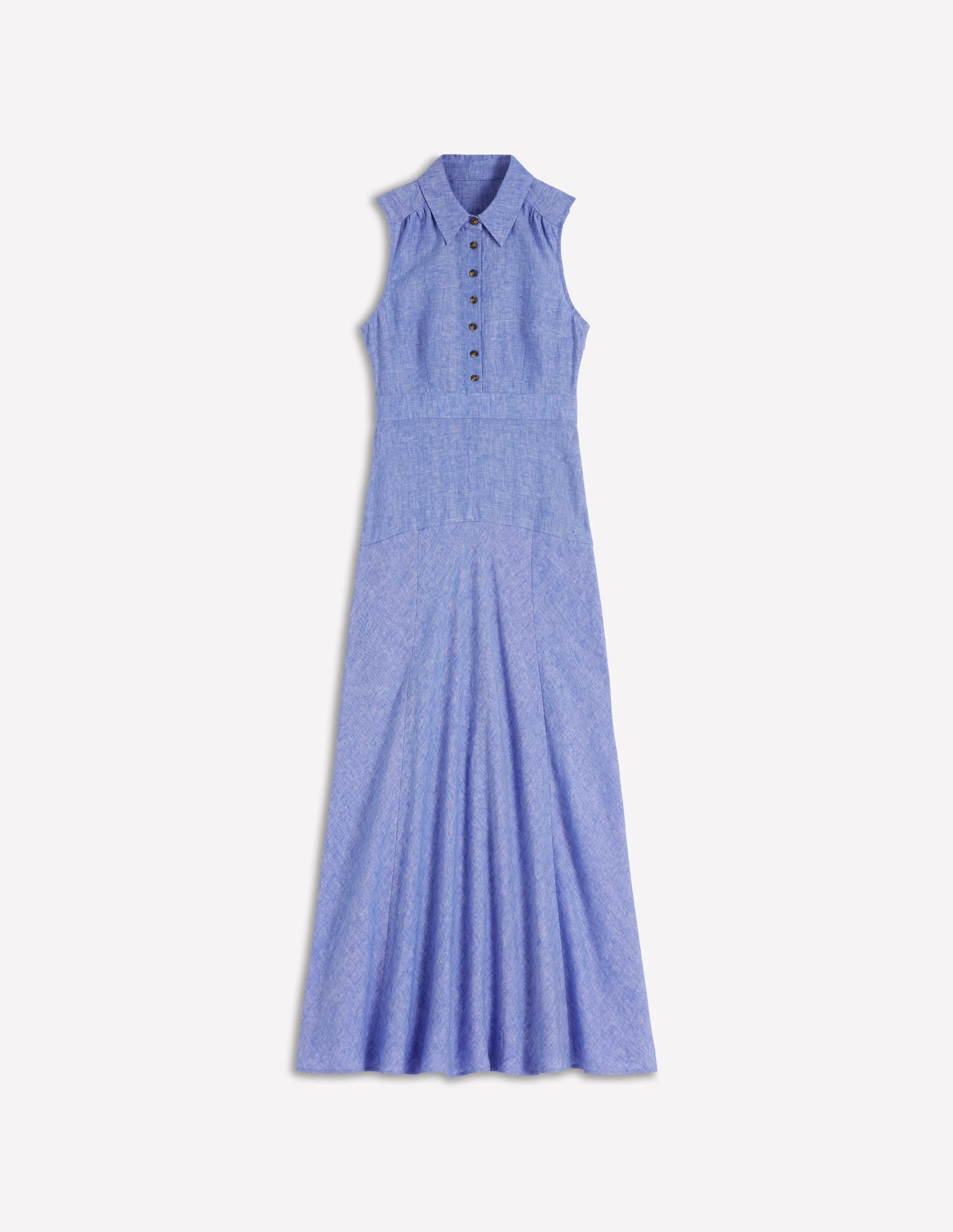 Erma Drop Waist Linen Dress-Chambray - 1