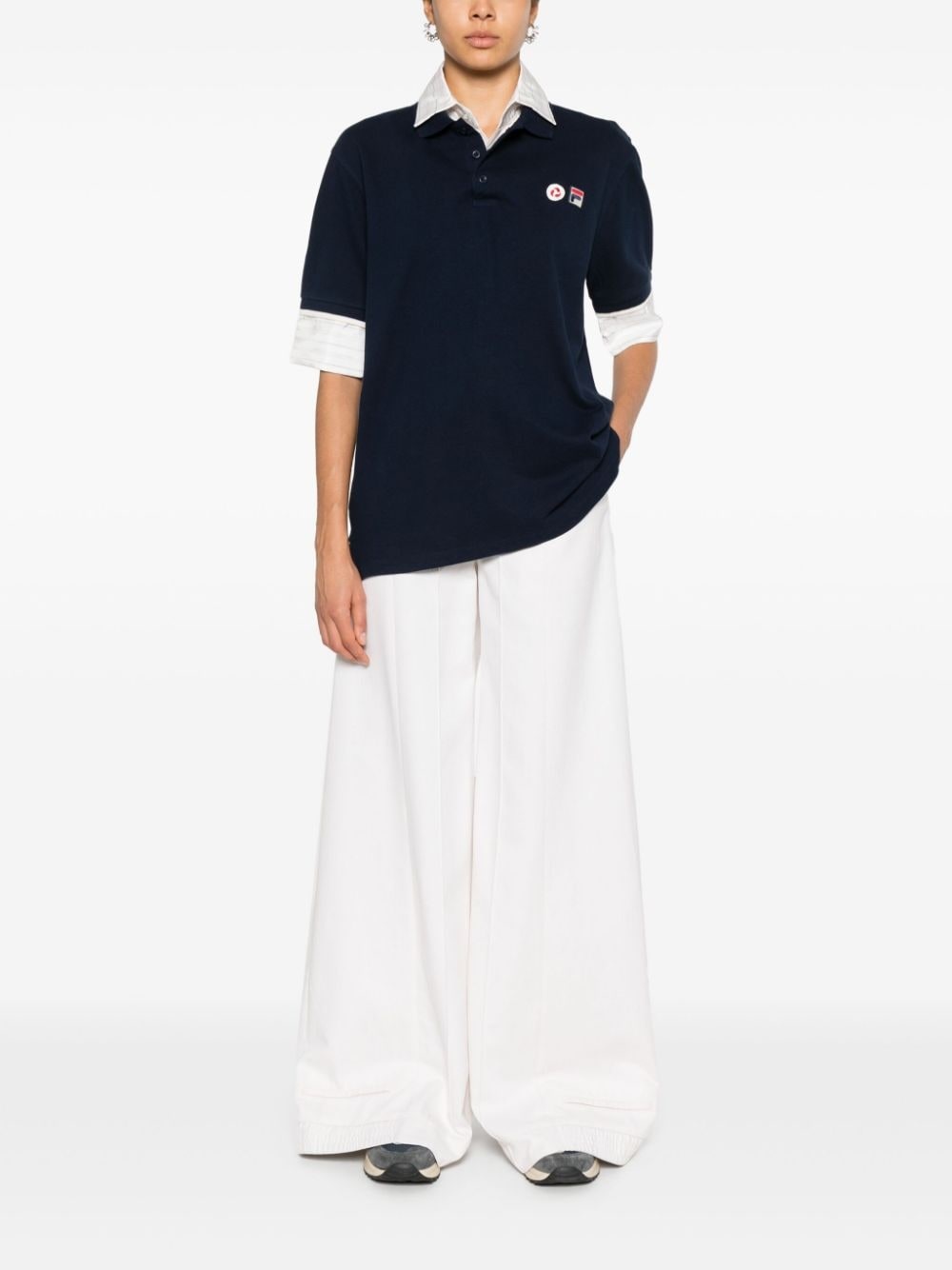 logo-embroidered layered polo shirt - 2