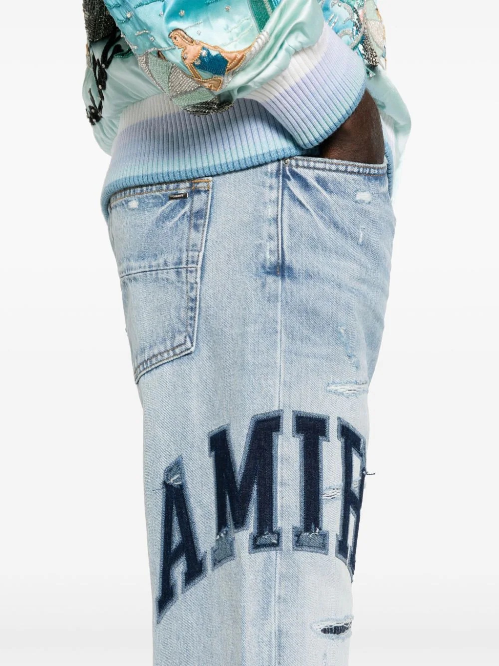 AMIRI Men Varsity Logo Repair Straight Jean - 5