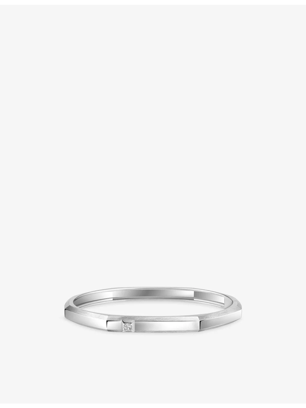 Moderniste Medium 18ct Gold And 0.05ct Diamond Bangle Bracelet - 1