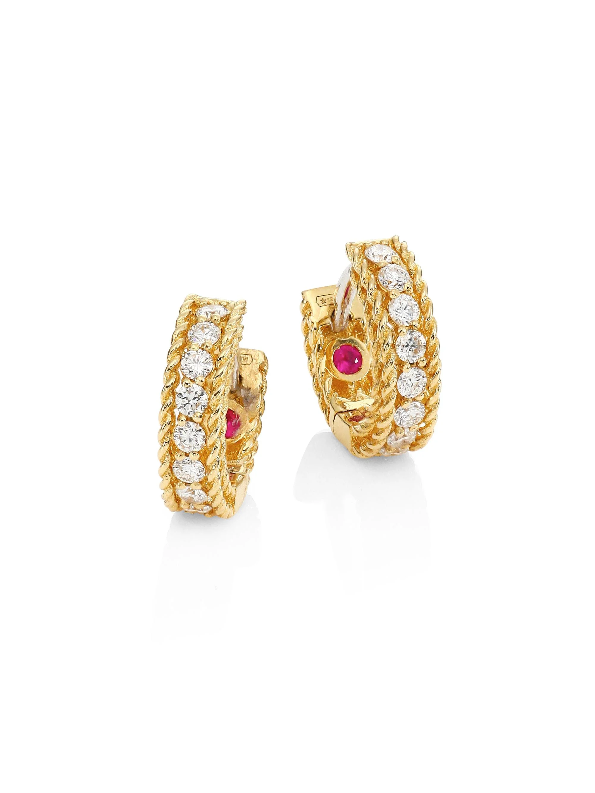 Women's Symphony Braided Diamond & 18K Yellow Gold Huggie Hoop Earrings - Gold - 1