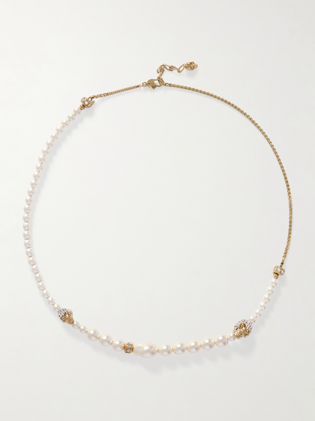 Gold-tone, Crystal And Faux Pearl Necklace - 1