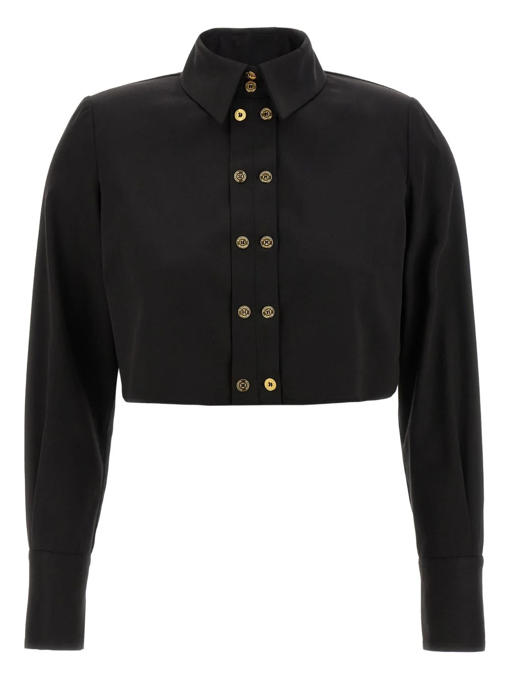 padded-shoulder button-front shirt - 1