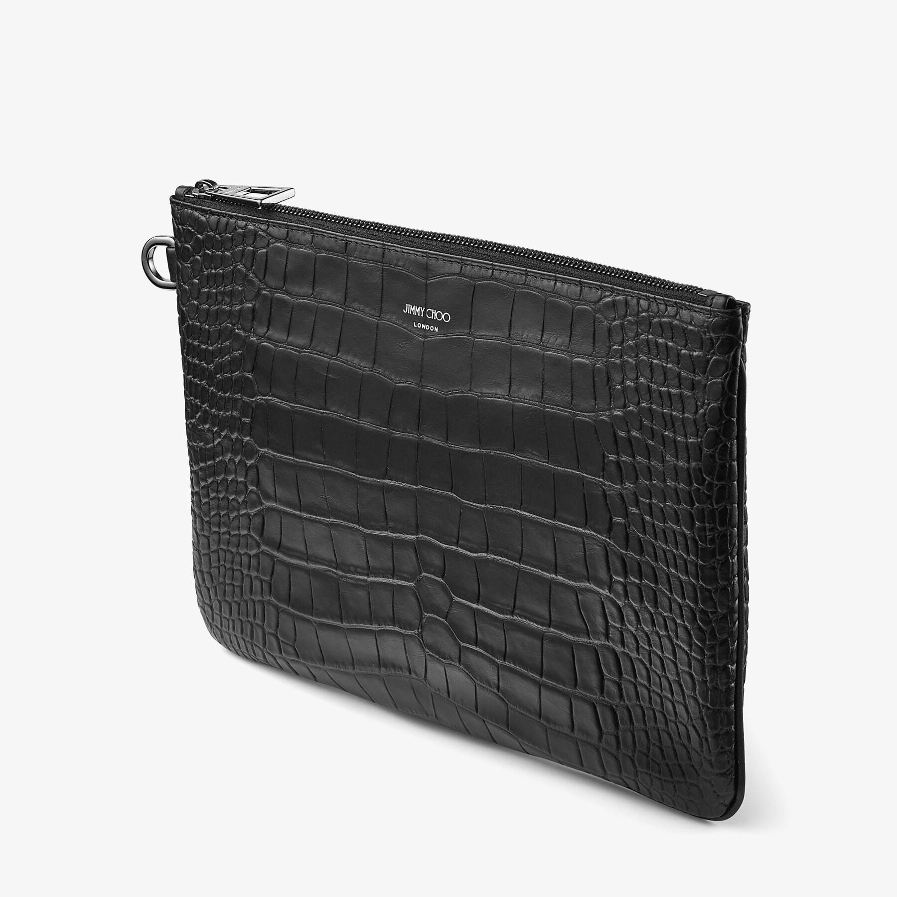 Derek-n
Black Croc Embossed Leather Clutch Bag - 2