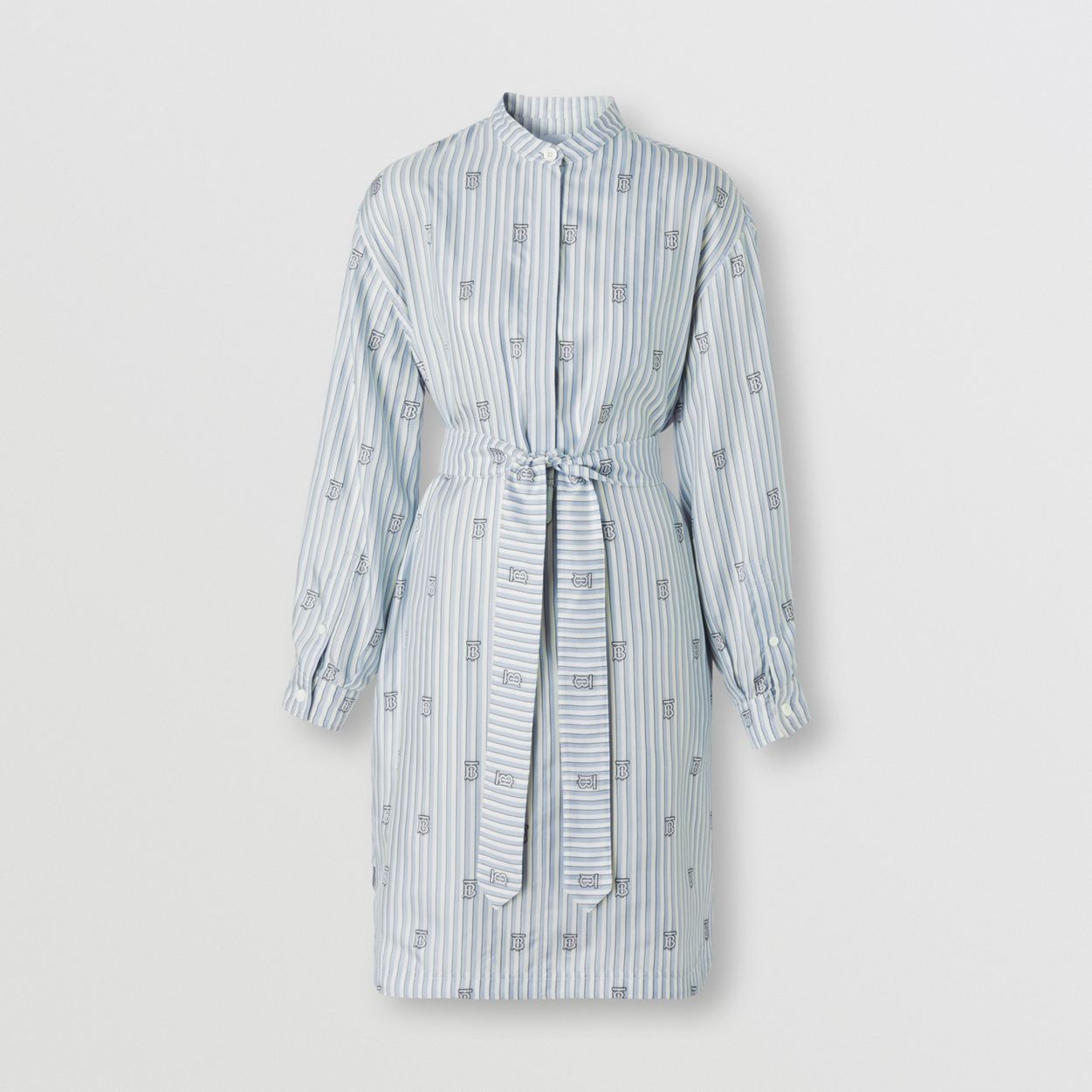 Monogram and Stripe Silk Blend Shirt Dress - 1