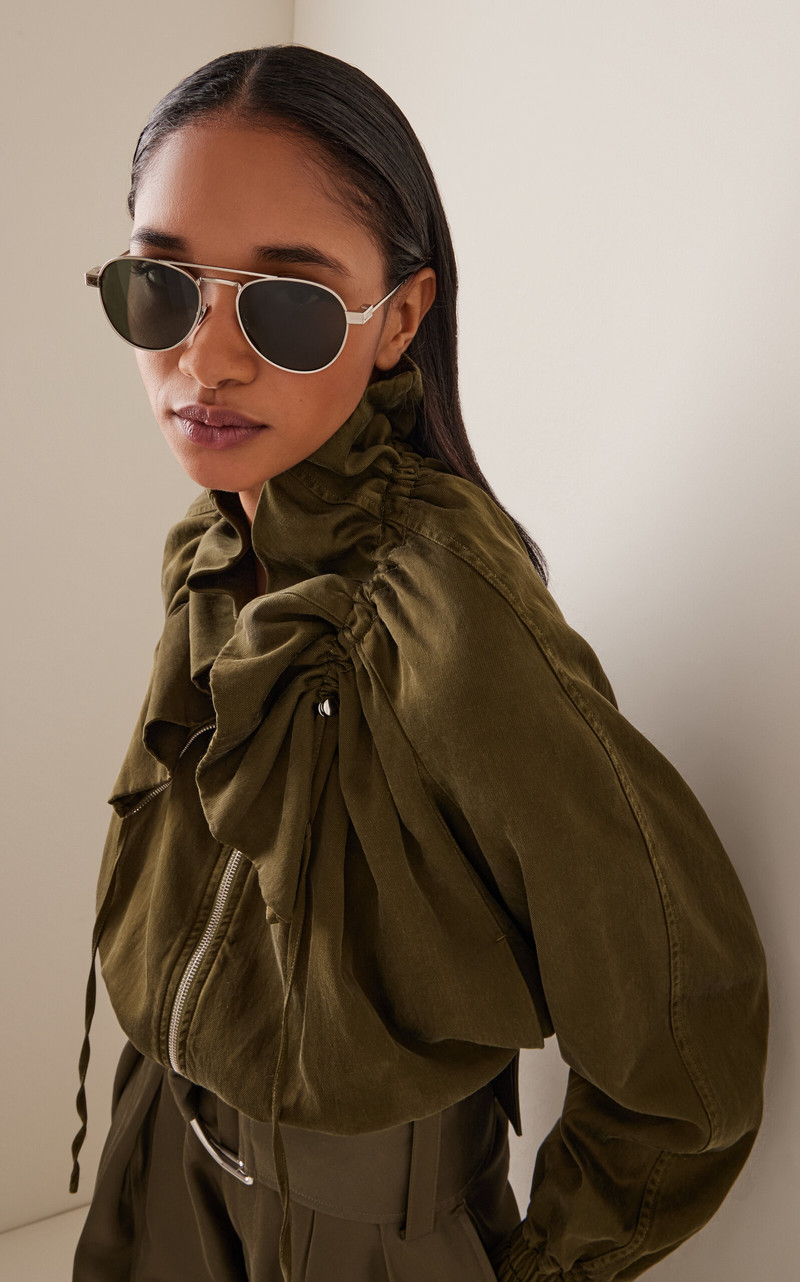 SAINT LAURENT Hyper Rimlock Aviator Sunglasses silver outlook