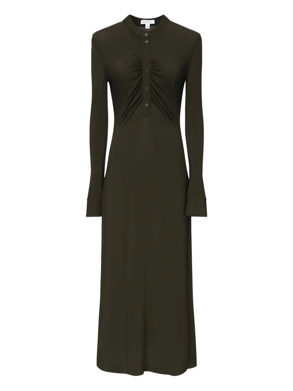 button-front gathered maxi dress - 1