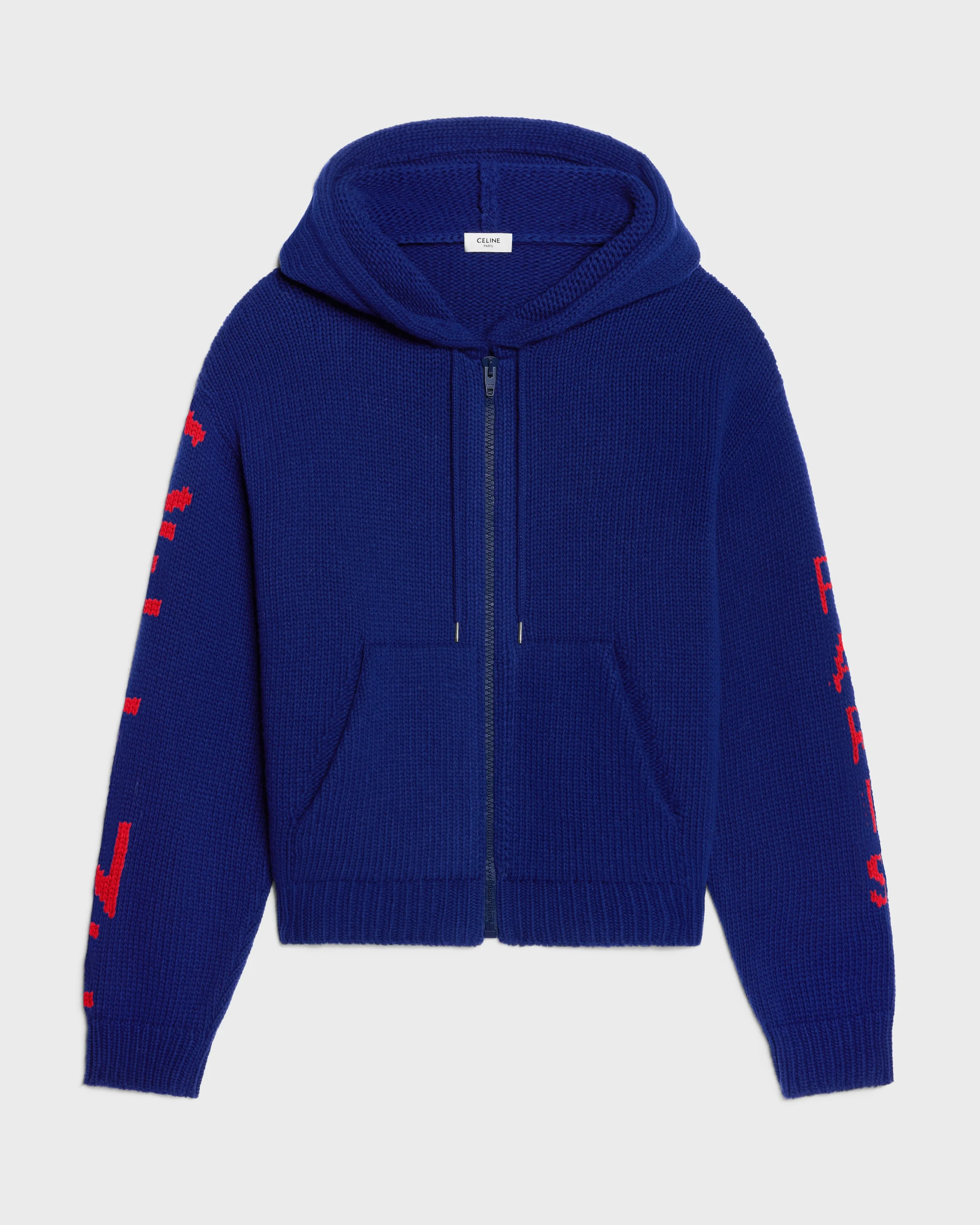 hooded cardigan IN ribbed wool - 1