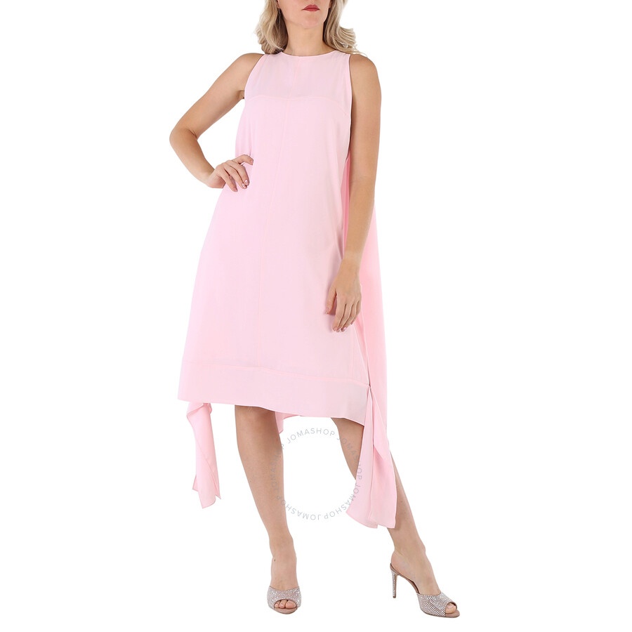 Burberry Pale Candy Pink Drape Detail Satin Crepe Shift Dress - 3