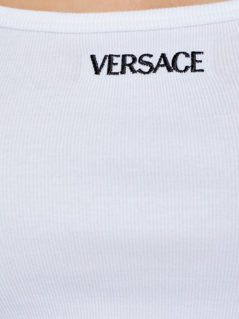 logo-embroidered ribbed top - 3