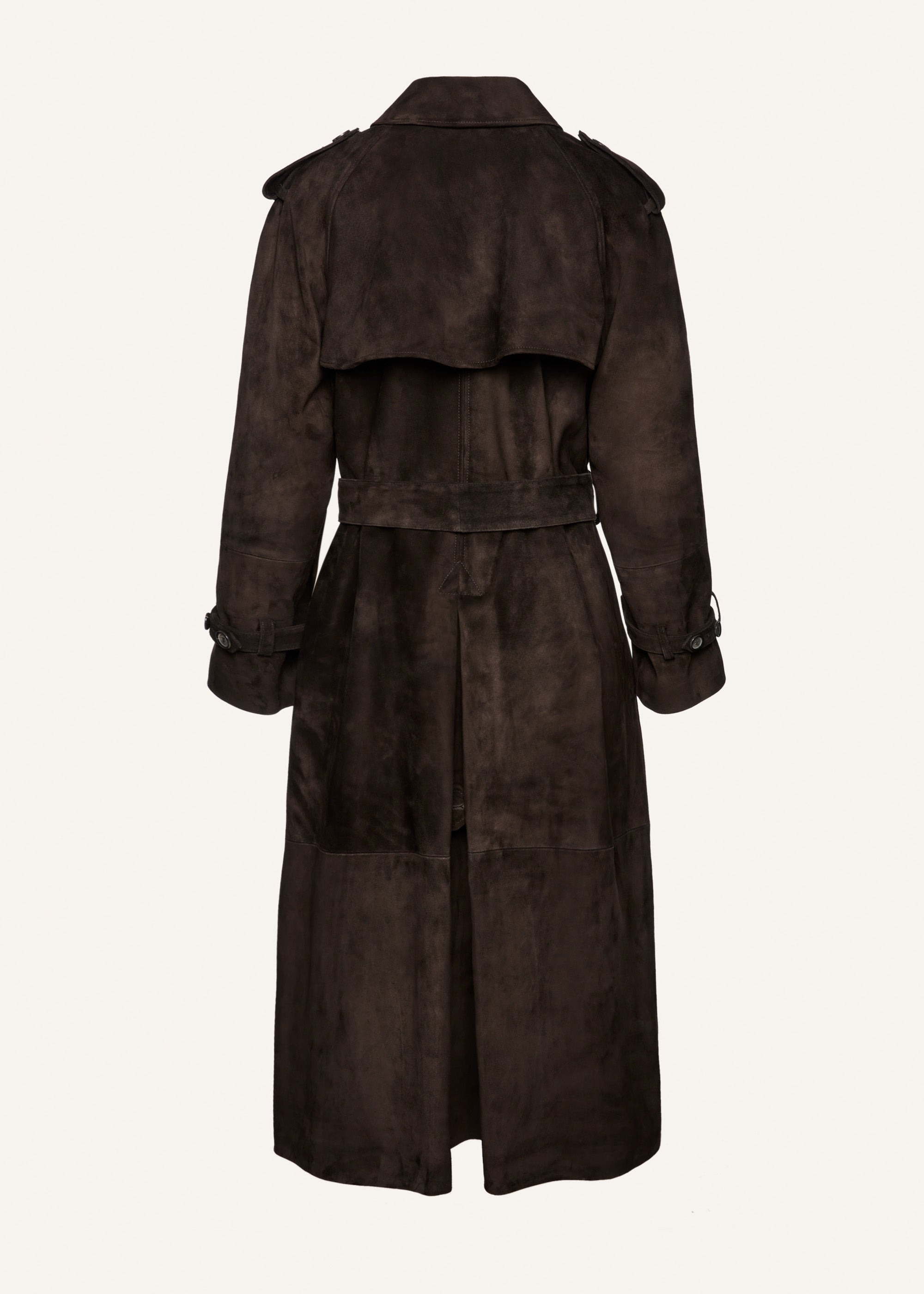 Mid-length suede trench coat in brown - 2