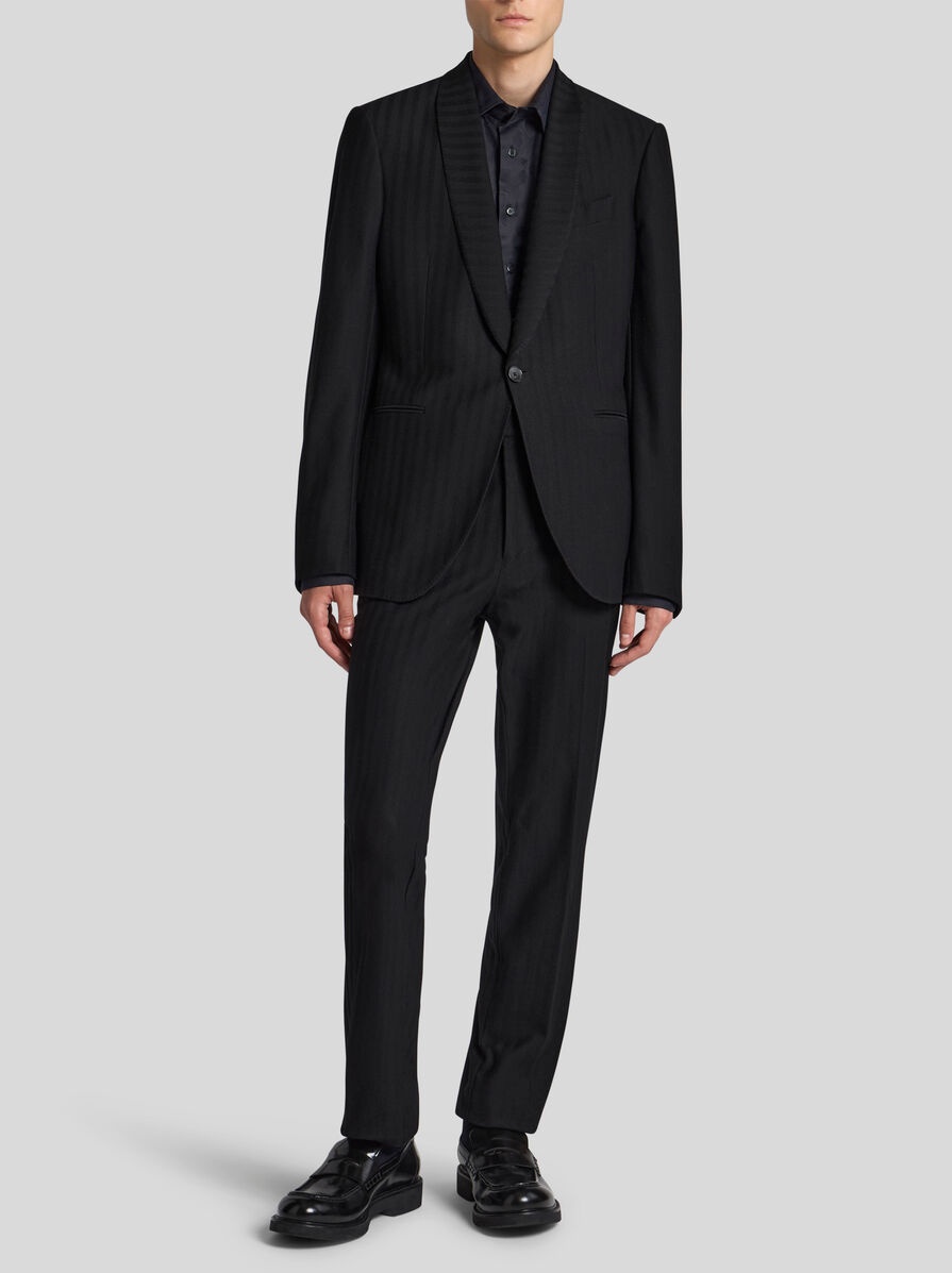 STRIPED-EFFECT JACQUARD EVENING TROUSERS - 4
