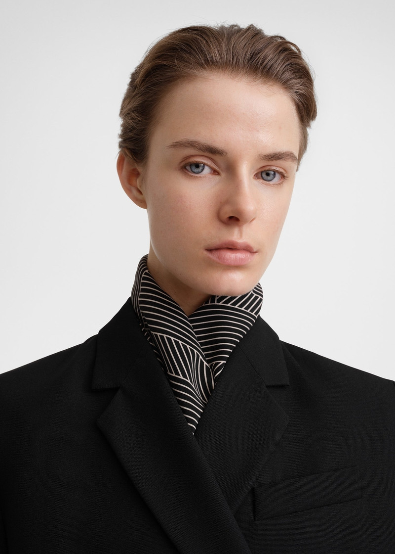 TOTEME Striped monogram silk scarf black outlook