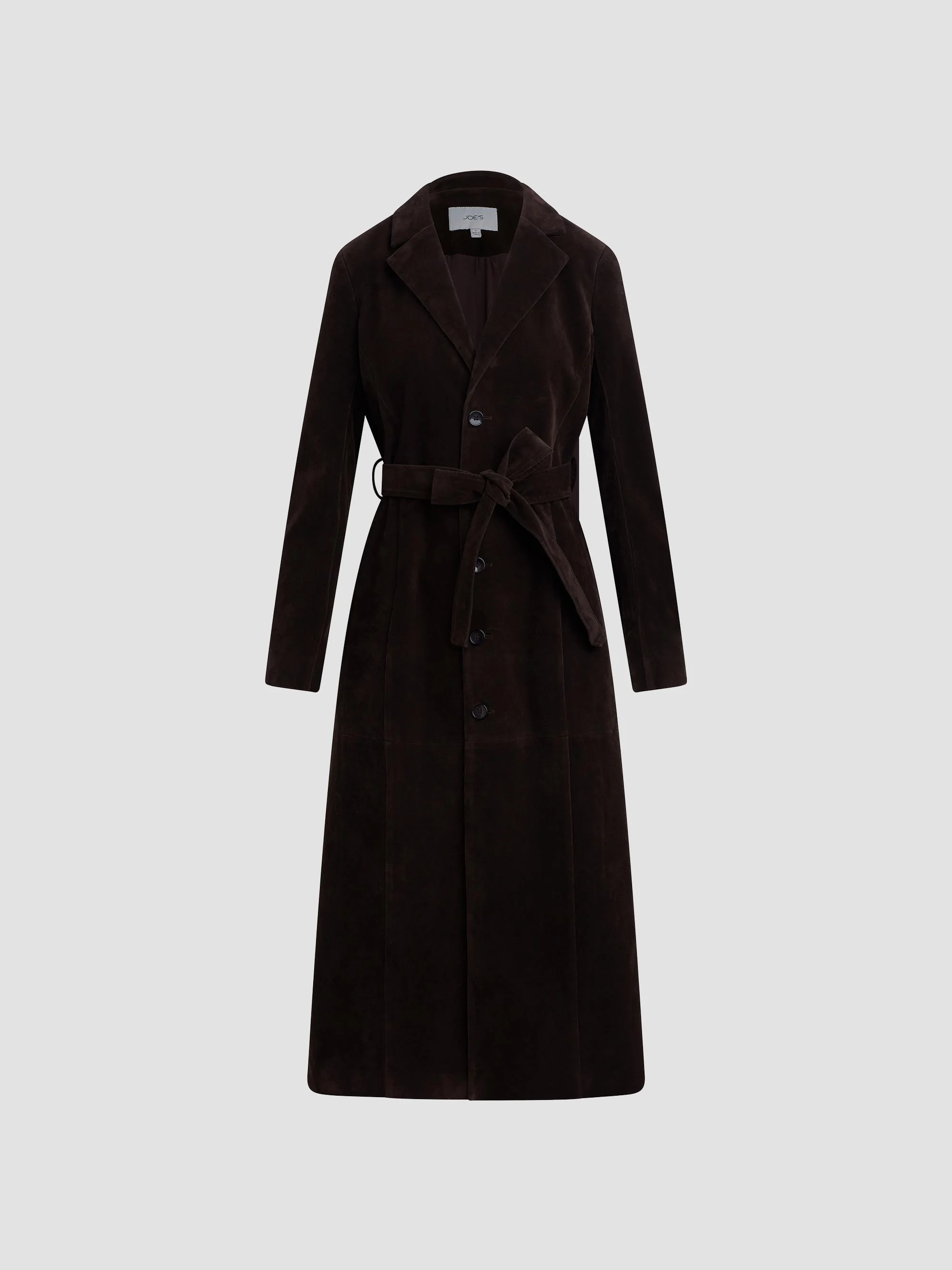 Women's The Faux-Suede Long Coat - Dark Chocolate - 1