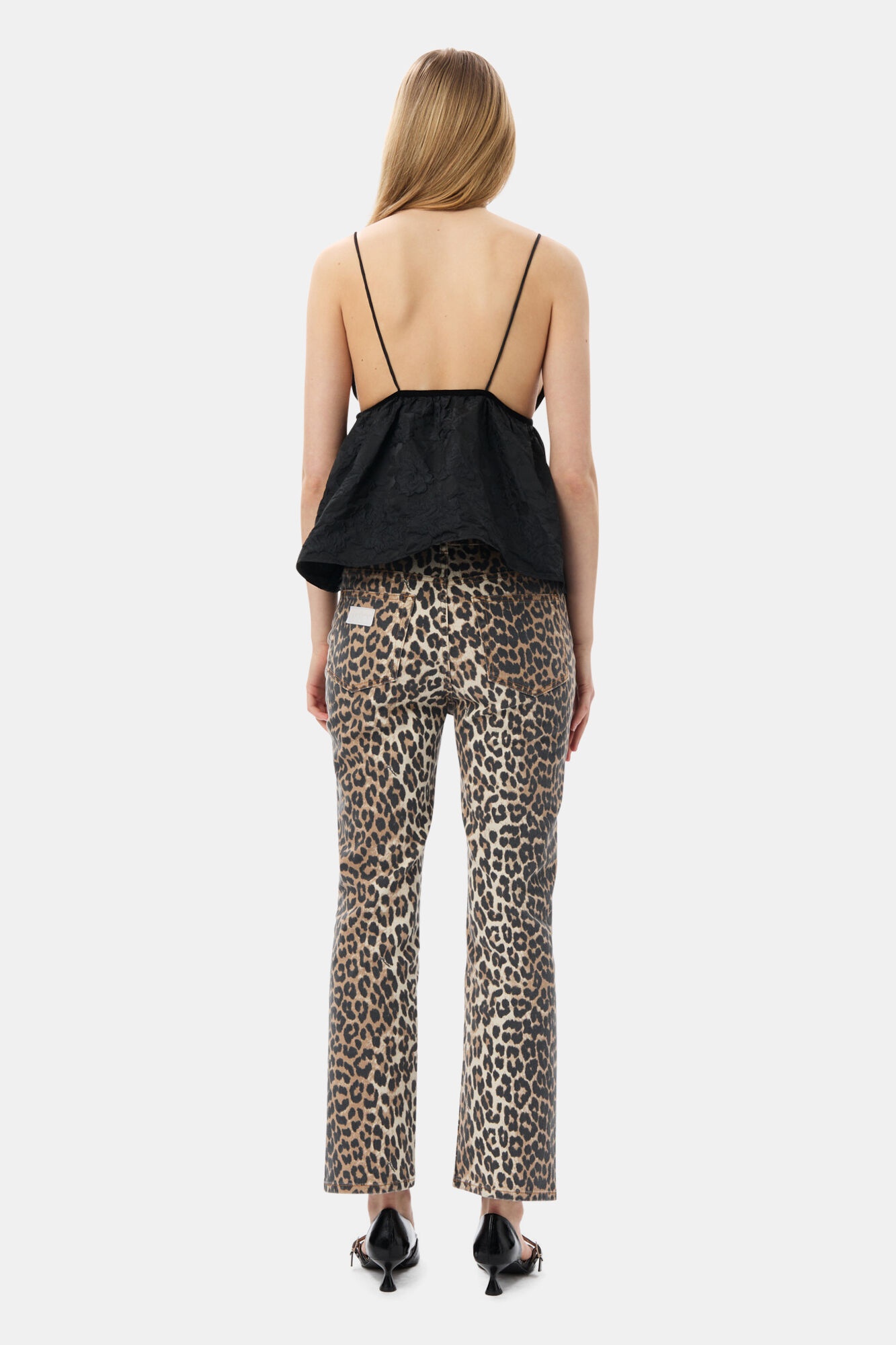 BLACK BOTANICAL JACQUARD STRAP TOP - 5