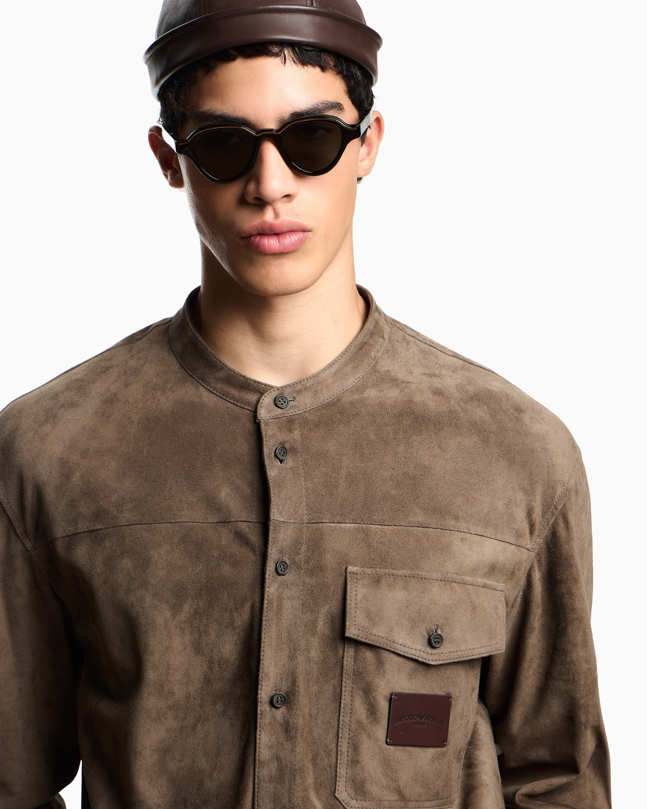 GOAT SUEDE SHIRT JACKET WITH GURU COLLAR - 5