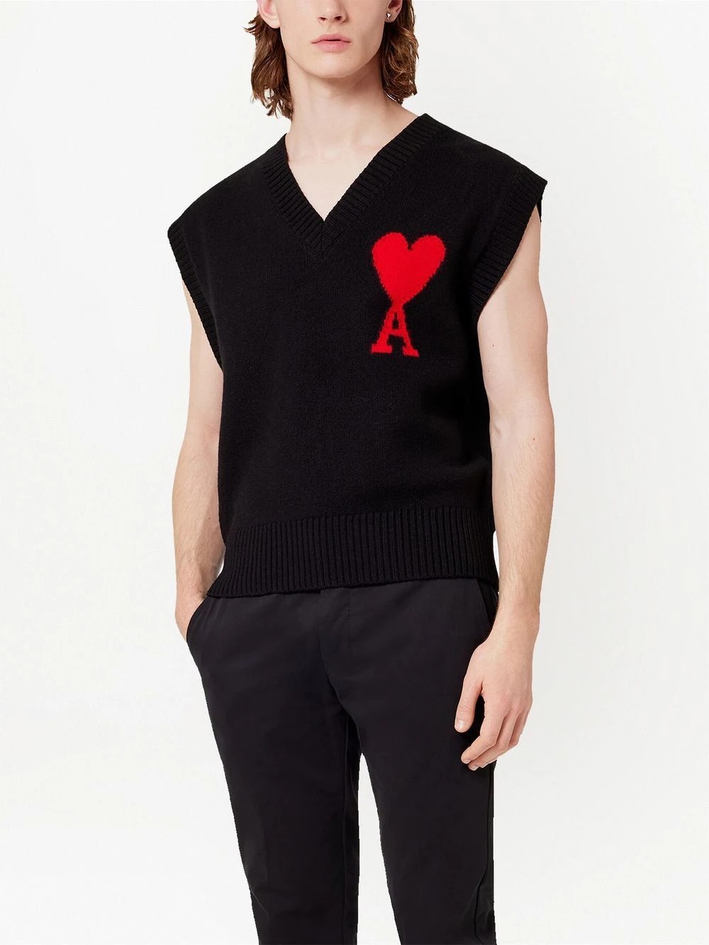logo-intarsia knit vest - 4