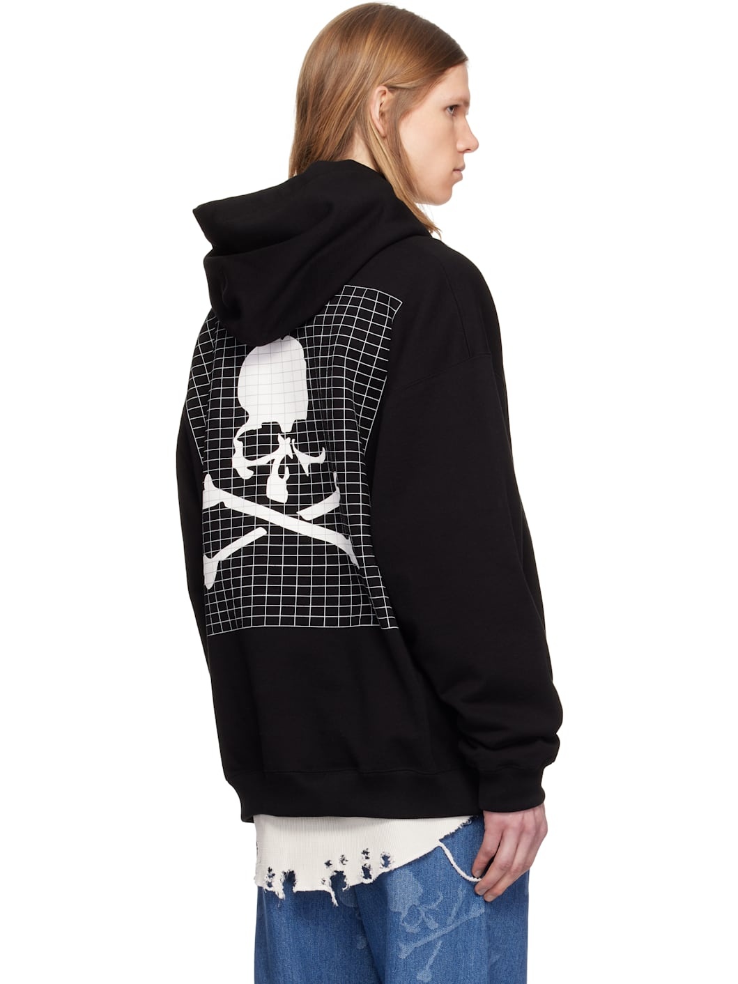 Black Boxy Fit Grid Hoodie - 3