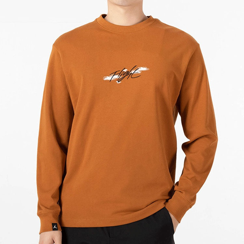 남자의 공기 요르단 SS22 Loog 인쇄 긴 소매 둥근 목 Khaki DH8963-241 - 1