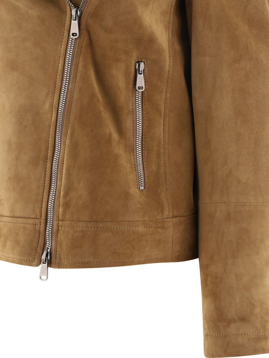 BRUNELLO CUCINELLI SUEDE BIKER JACKET WITH MONILI - 4