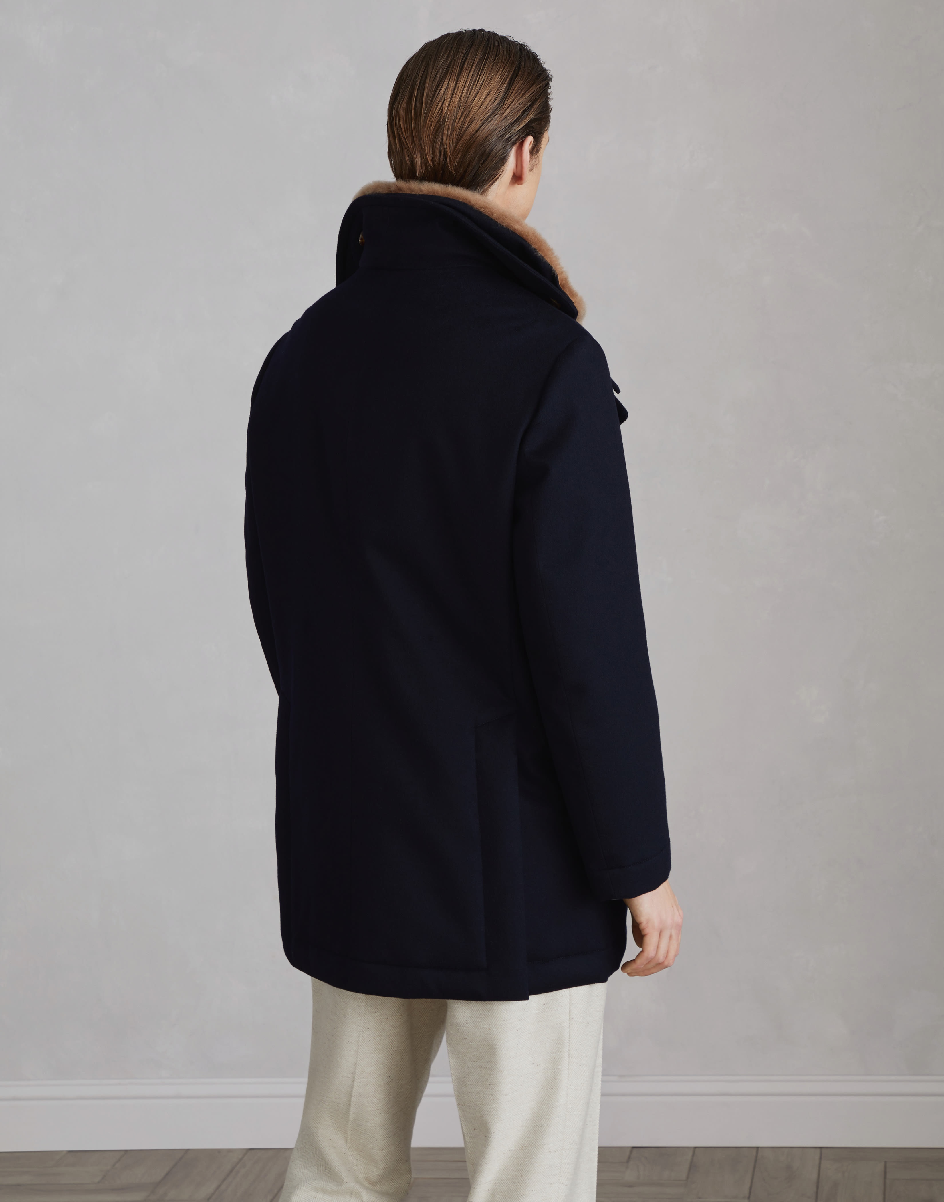 One-and-a-half-breasted coat in bonded cashmere beaver cloth with Thermore® padding and detachable s - 2