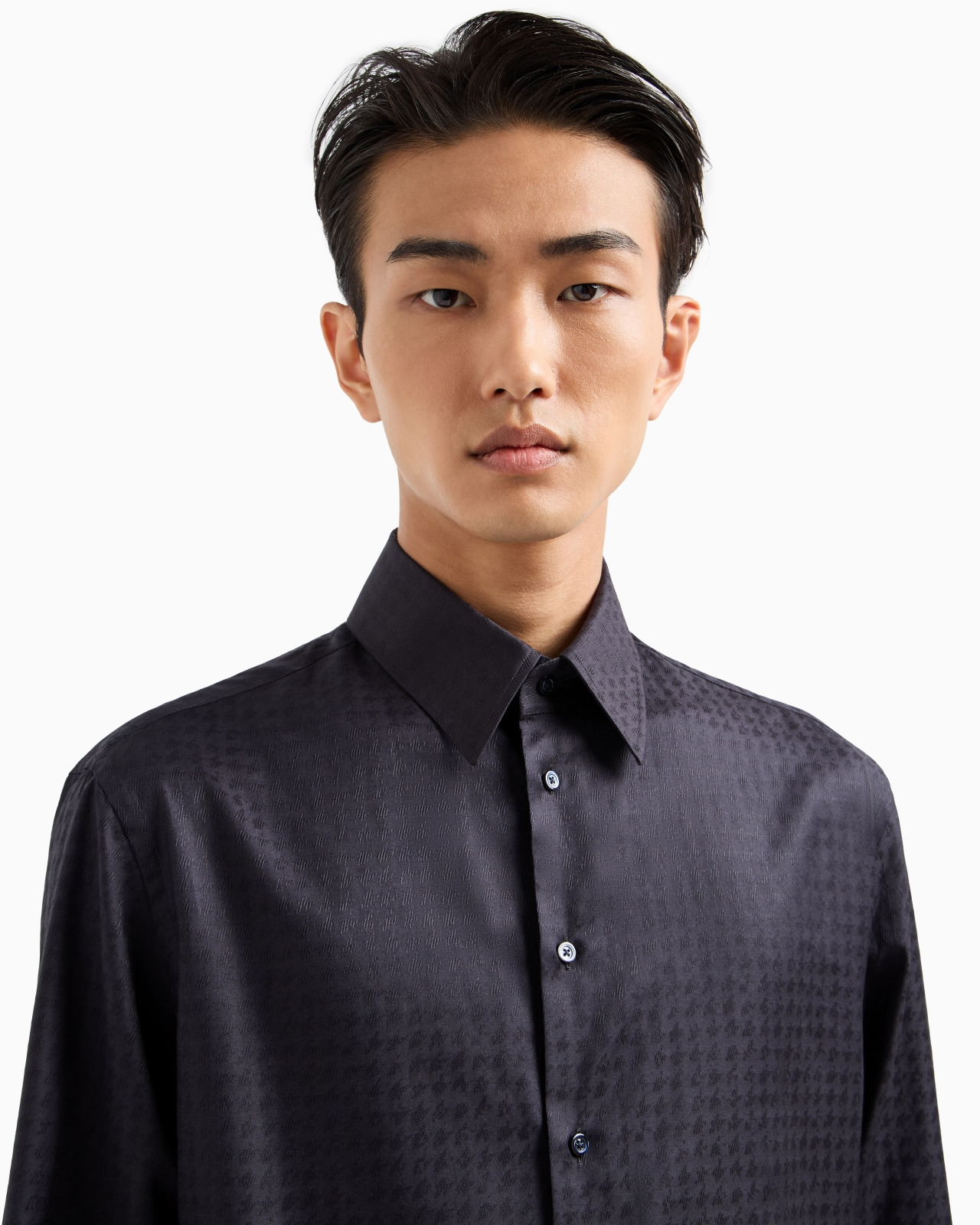 Cotton shirt with a jacquard motif - 5