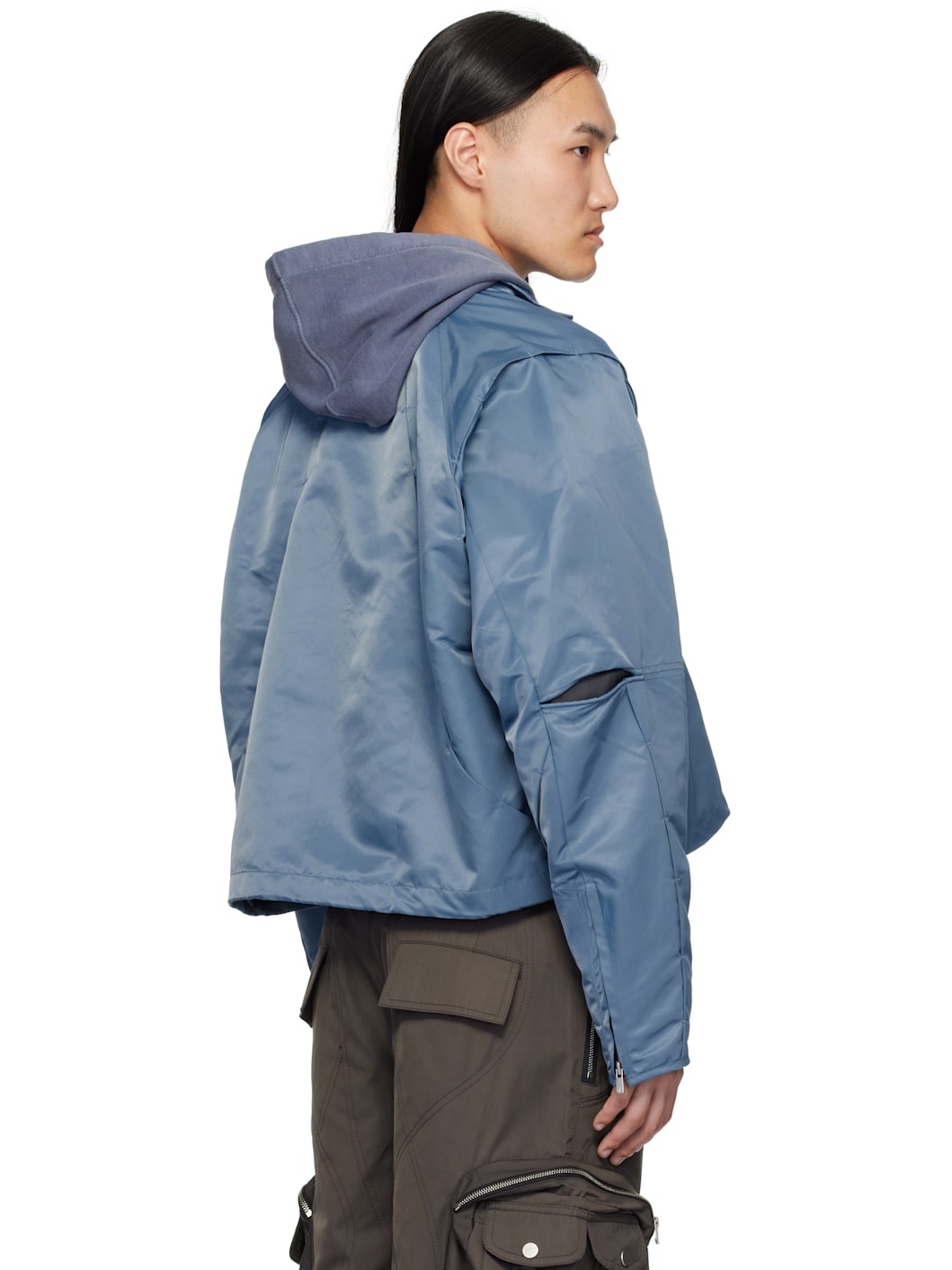 Blue Hooded Parachute Jacket - 3