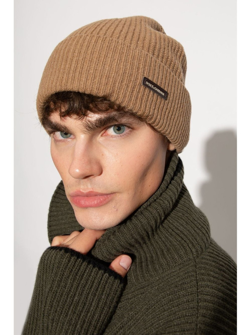 Dolce & Gabbana logo-patch ribbed beanie outlook