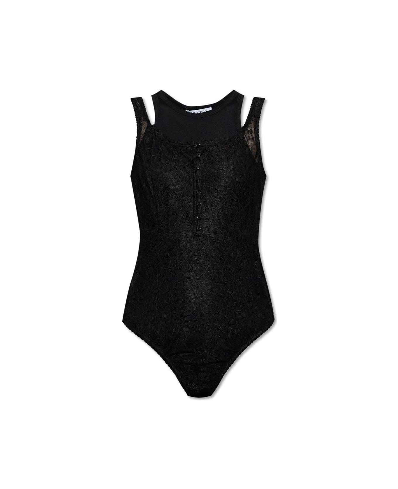 Lace-detailed Crewneck Bodysuit - 1