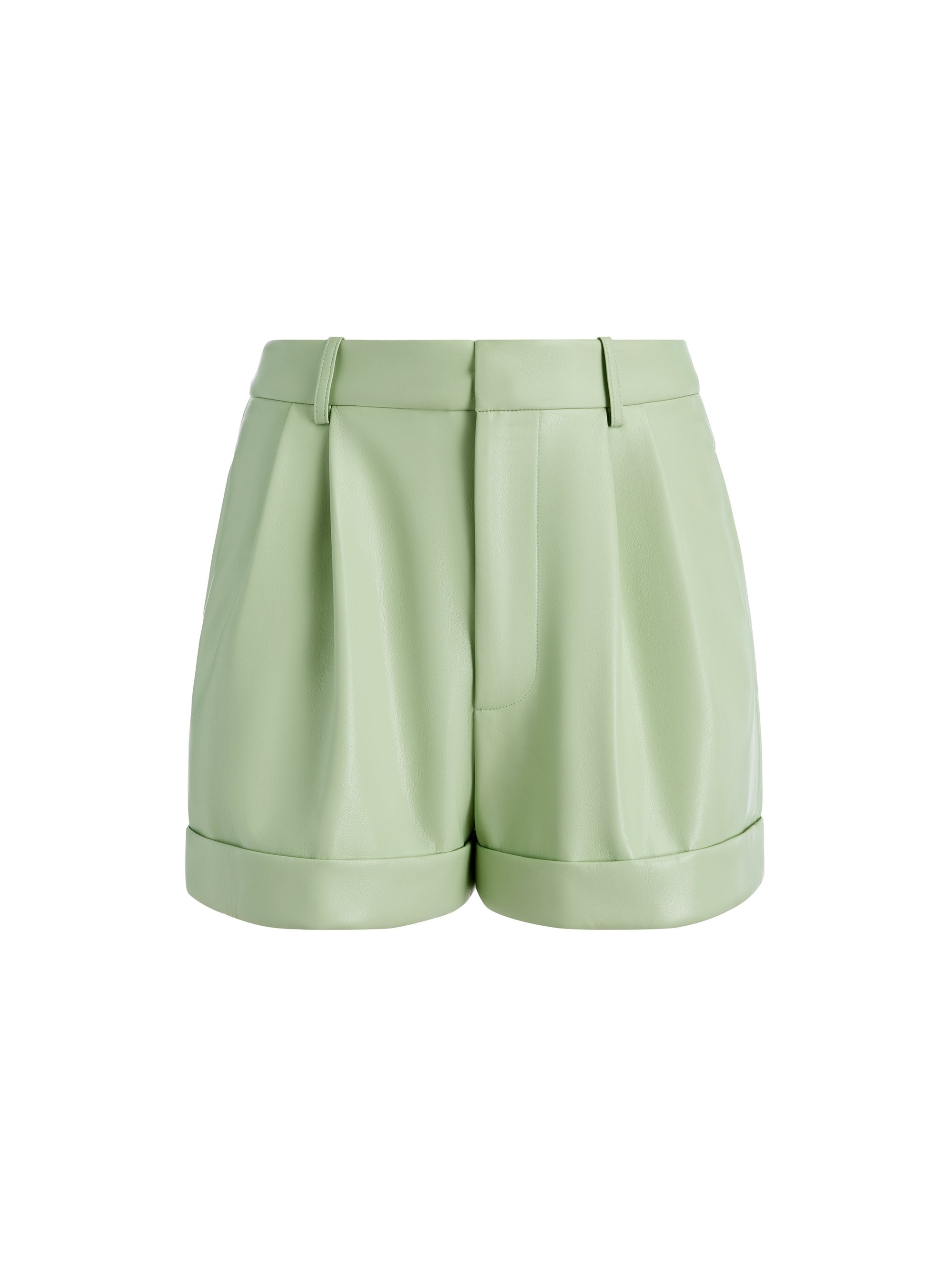 CONRY VEGAN LEATHER PLEATED CUFF SHORT - 1