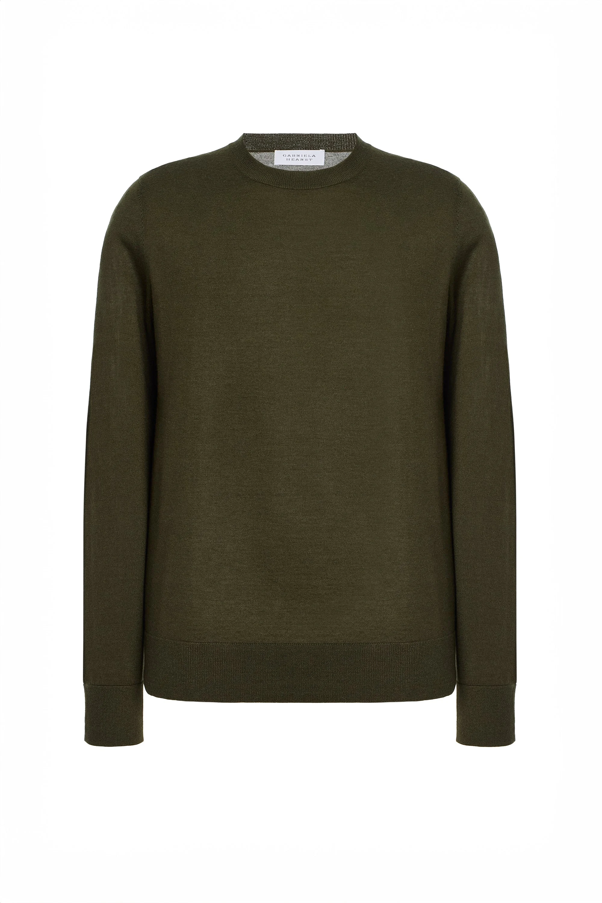 Palco Knit Crewneck Sweater in Olive Merino Wool - 1