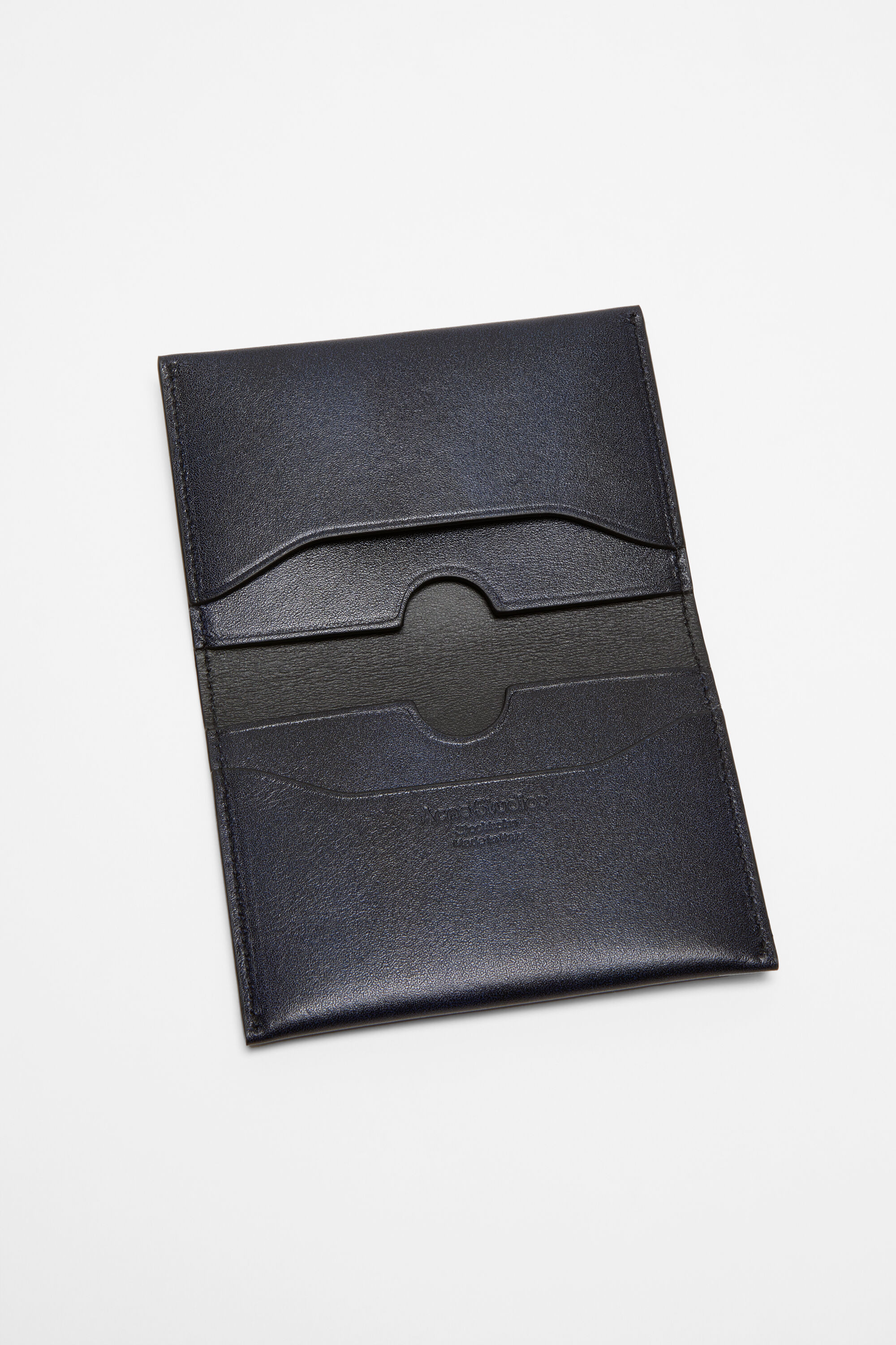 Folded leather wallet - Navy blue - 6