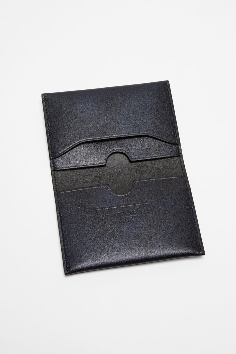 Folded leather wallet - Navy blue 6