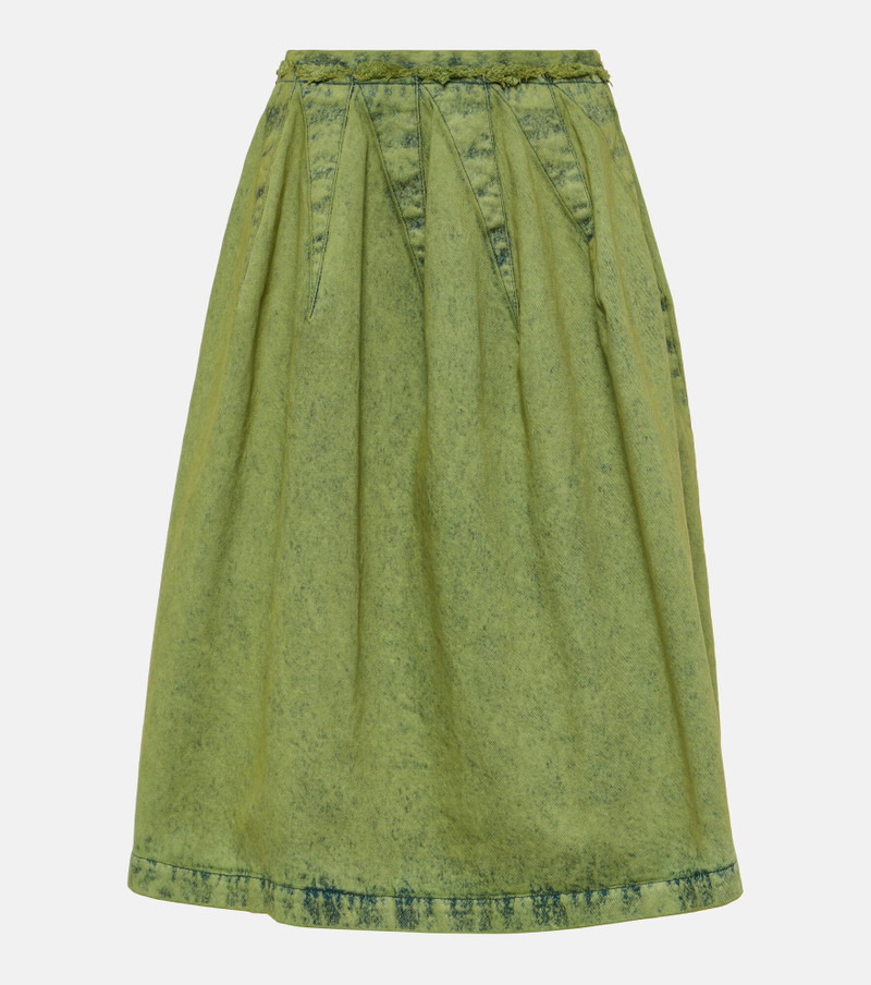 Pleated denim midi skirt 1