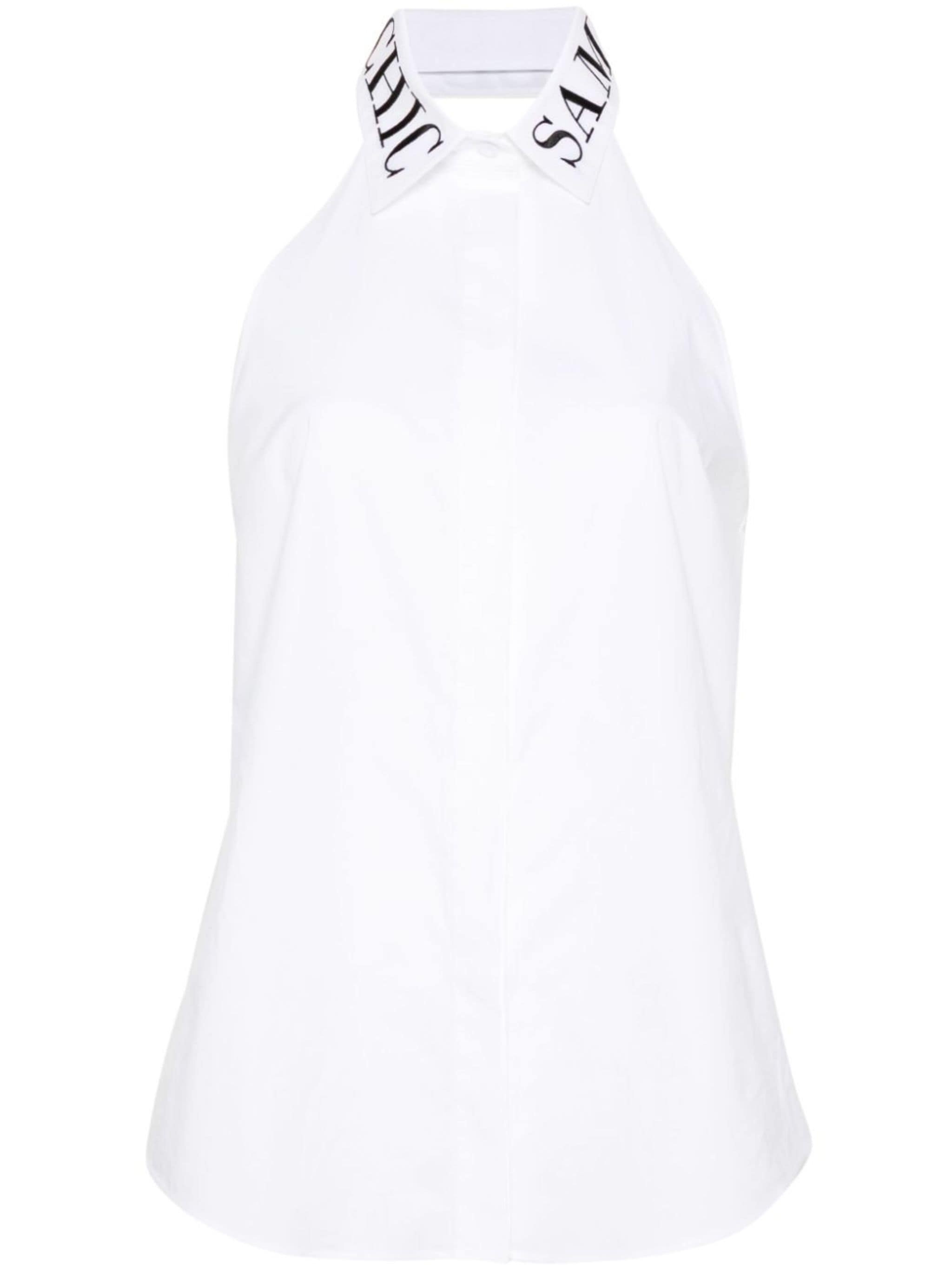 logo-collar sleeveless poplin shirt - 1