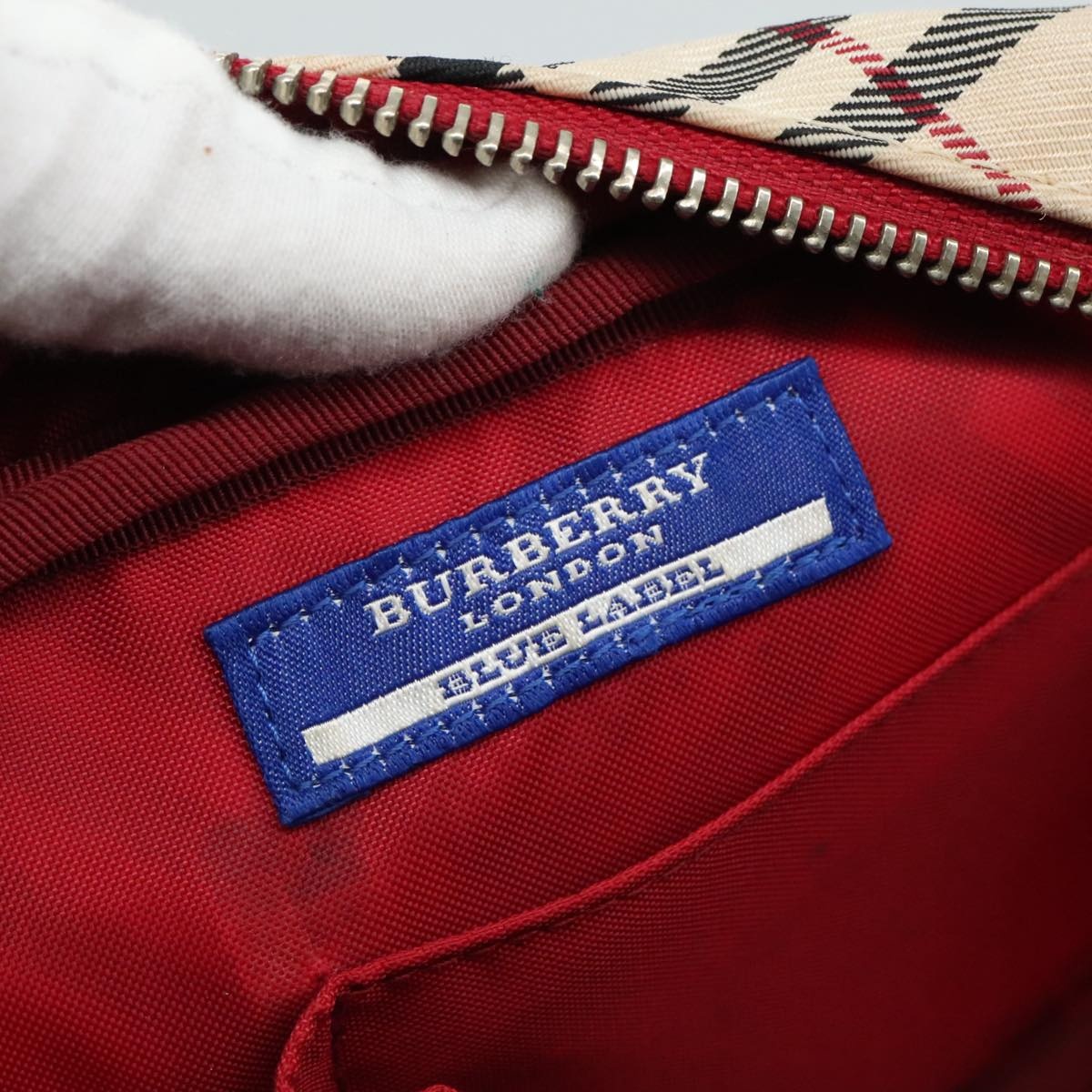 Burberry Nova Check Blue Label Shoulder Bag Nylon Beige Silver - 16