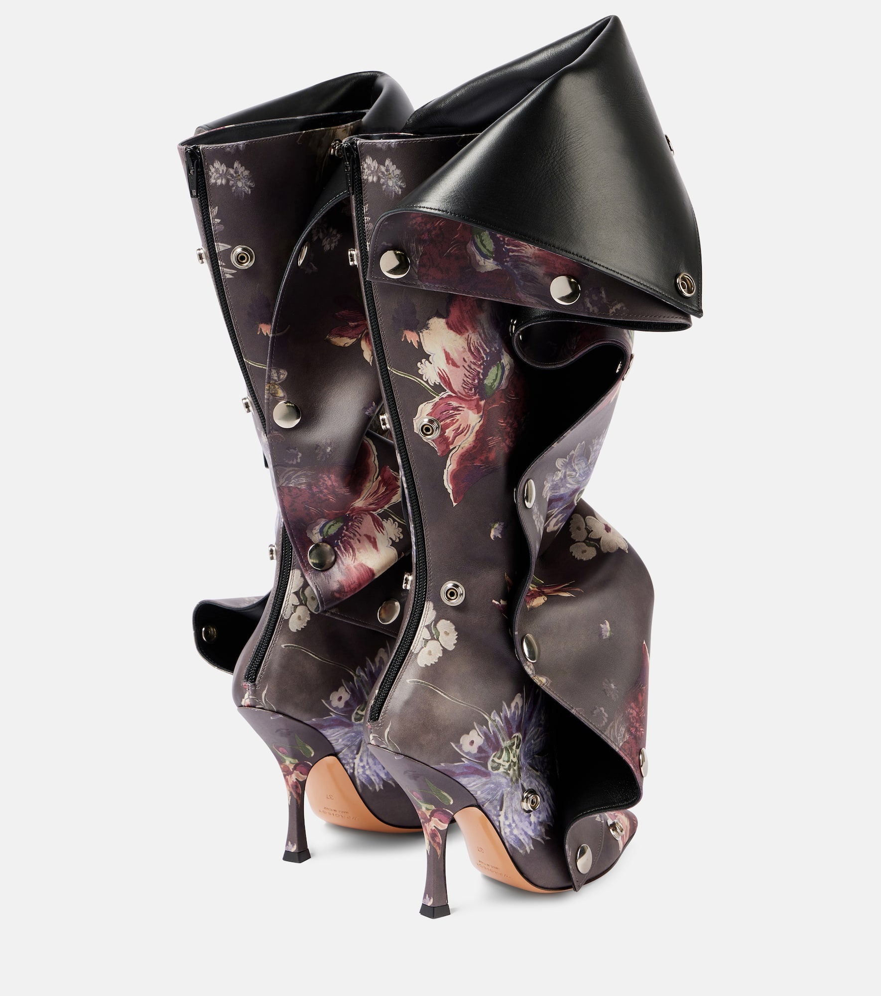 Snap 100 floral leather knee-high boots - 2