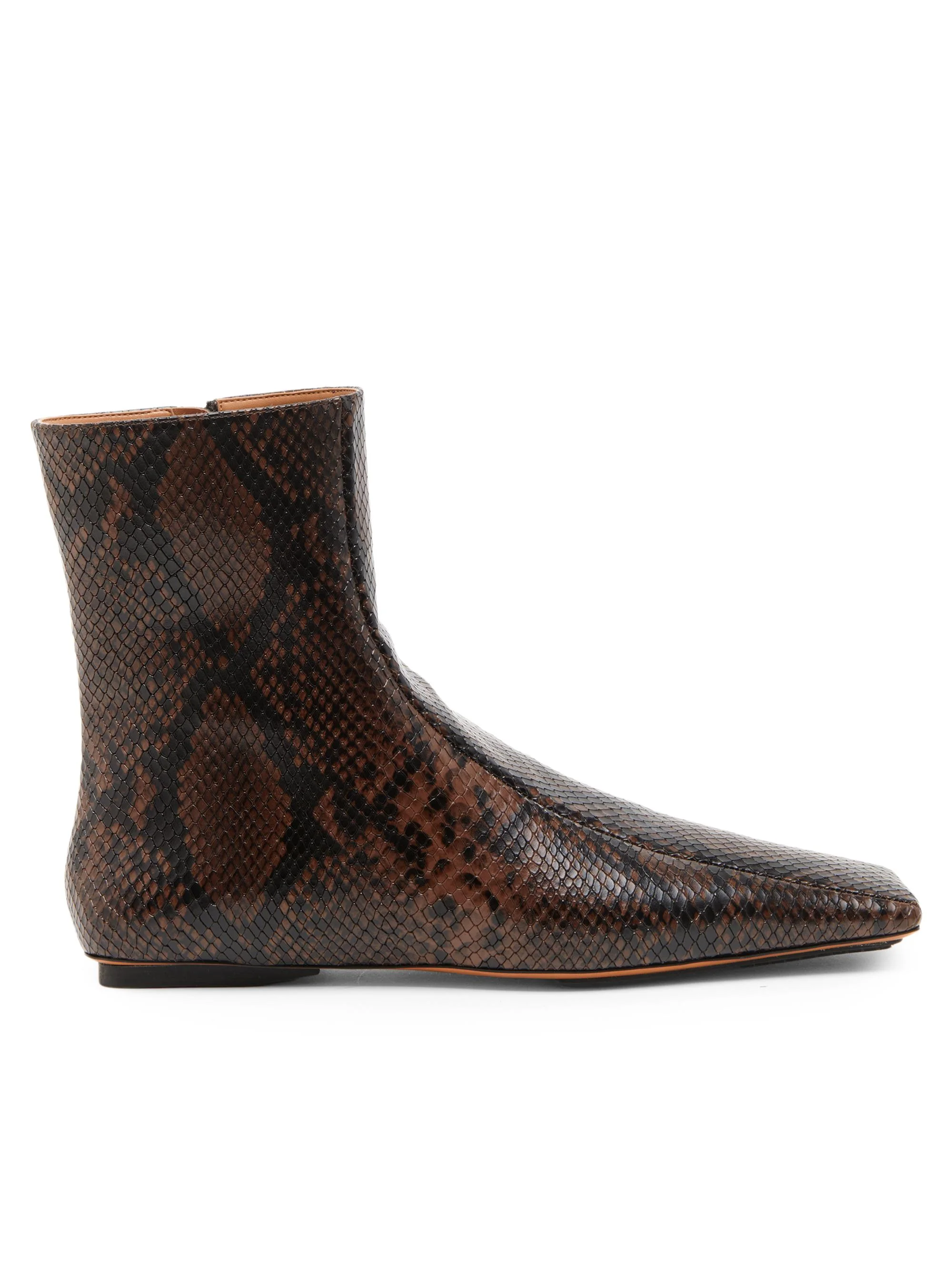 Women's Snakeskin-Printed Booties - Coffee - 1
